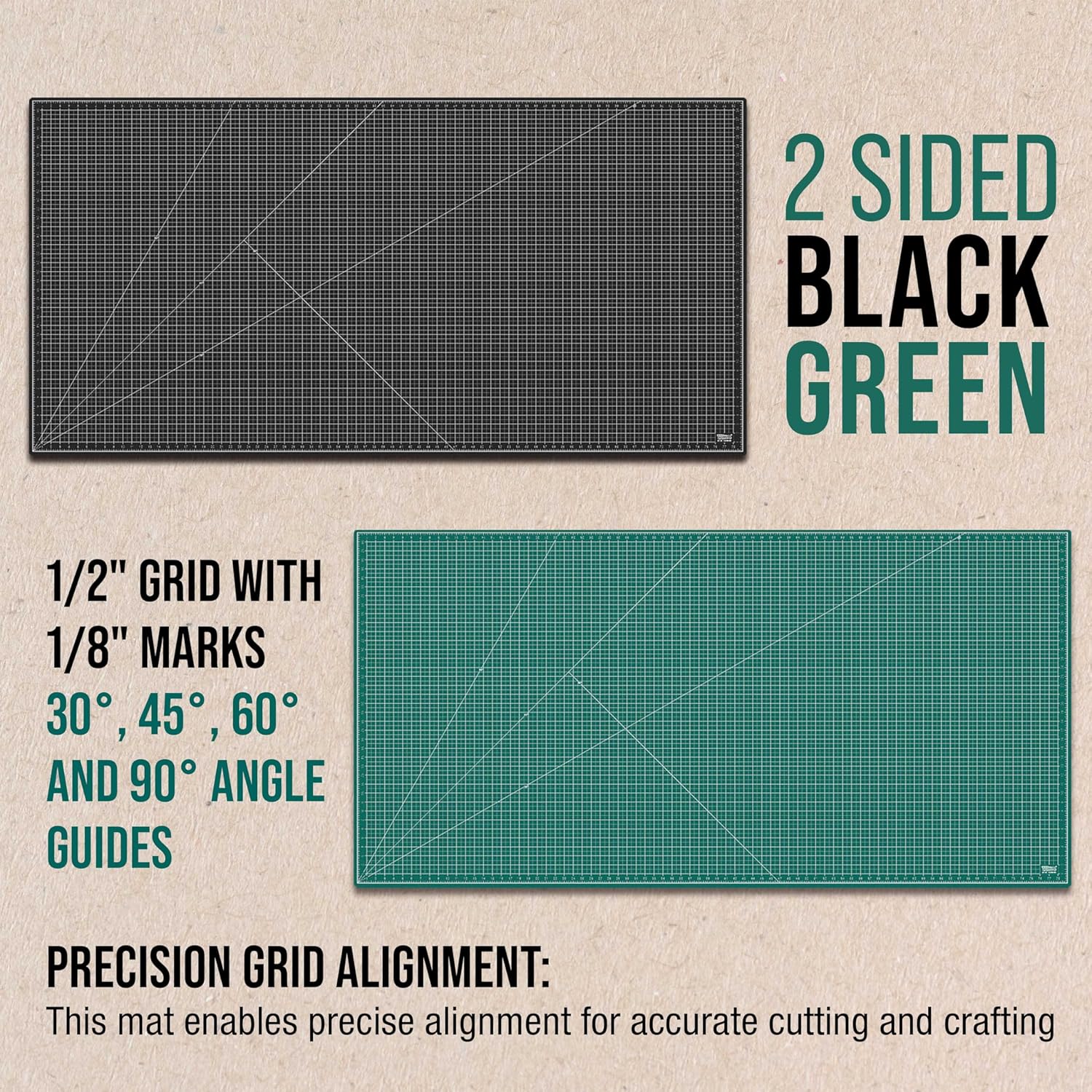 U.S Ar Suppl 40inc 80inc Self-Healin Cuttin Ma 5-Pl Double-Side Green/Blac Craf Mat Non-Sli Cuttin Mat fo Crafts Sewing Quilting Scrapbooking