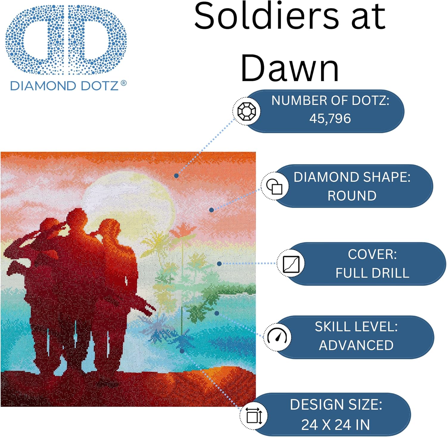 DIAMON DOT a Hom Soldier a Daw Diamon Paintin Kit fo Adult Diamon Ar Kit Relaxin Creativ Craf Ki wit Dot Gem 24x24