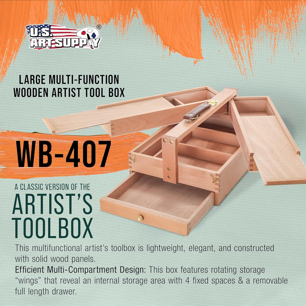 U.S Ar Suppl Multi-Functio Artis Too Suppl Bo wit Lockin Clasp Too Storag Bo Woode Ar Bo fo Artis Supplies Brushes Pencils Erasers Too Storag Organize Case