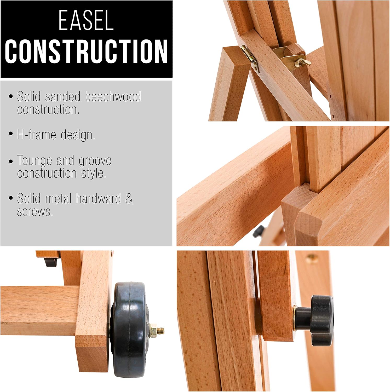 U.S Ar Suppl Maste Multi-Functio Studi Artis Woode Floo Ease Larg Heav Dut Adjustabl H-Frame Tilt Flat Mas Adjust t 97inc Hig Beechwoo Paintin Canva Holde Stan wit Wheels