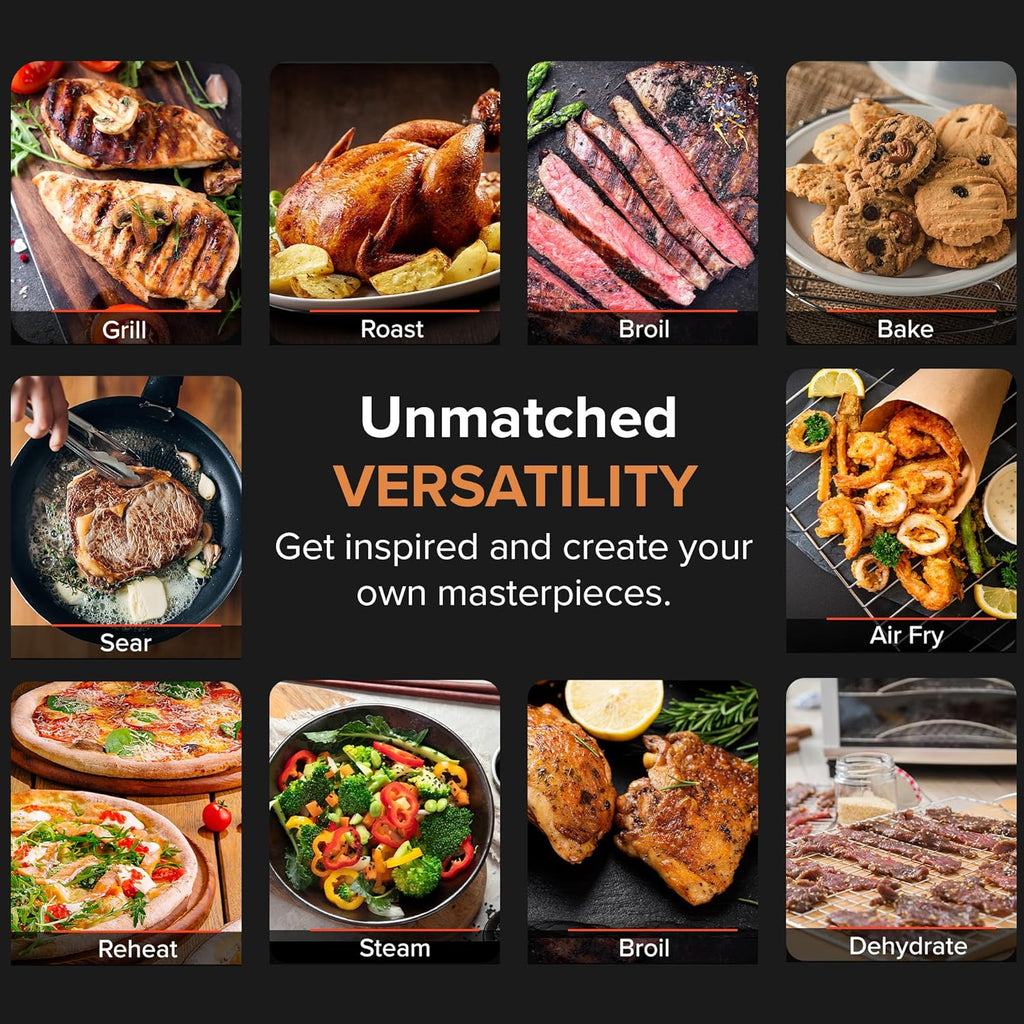 Nuwav Infra-Re Prim Gril Oven Integrate Smar Thermometer Nonstic Gril Botto Convectio To fo Surroun Cooking Coo Fres o Frozen Durabl Powe Dom Included