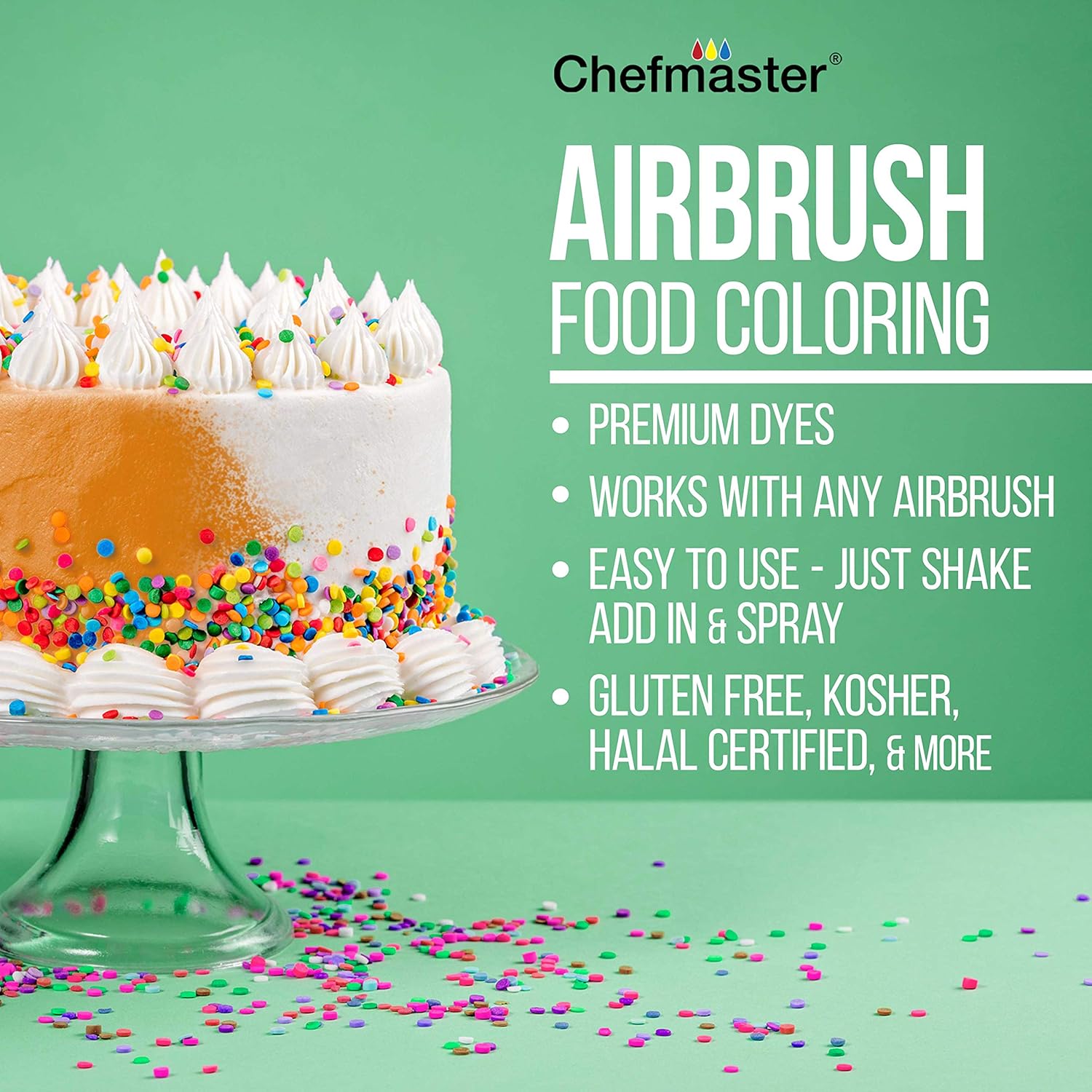 Maste Airbrus Cak Airbrus Decoratin Ki wit Compressor Gravit Airbrushes an 1 Chefmaste Foo Color Ai Brus fo Cak Decoratio Cooki Airbrus Kit