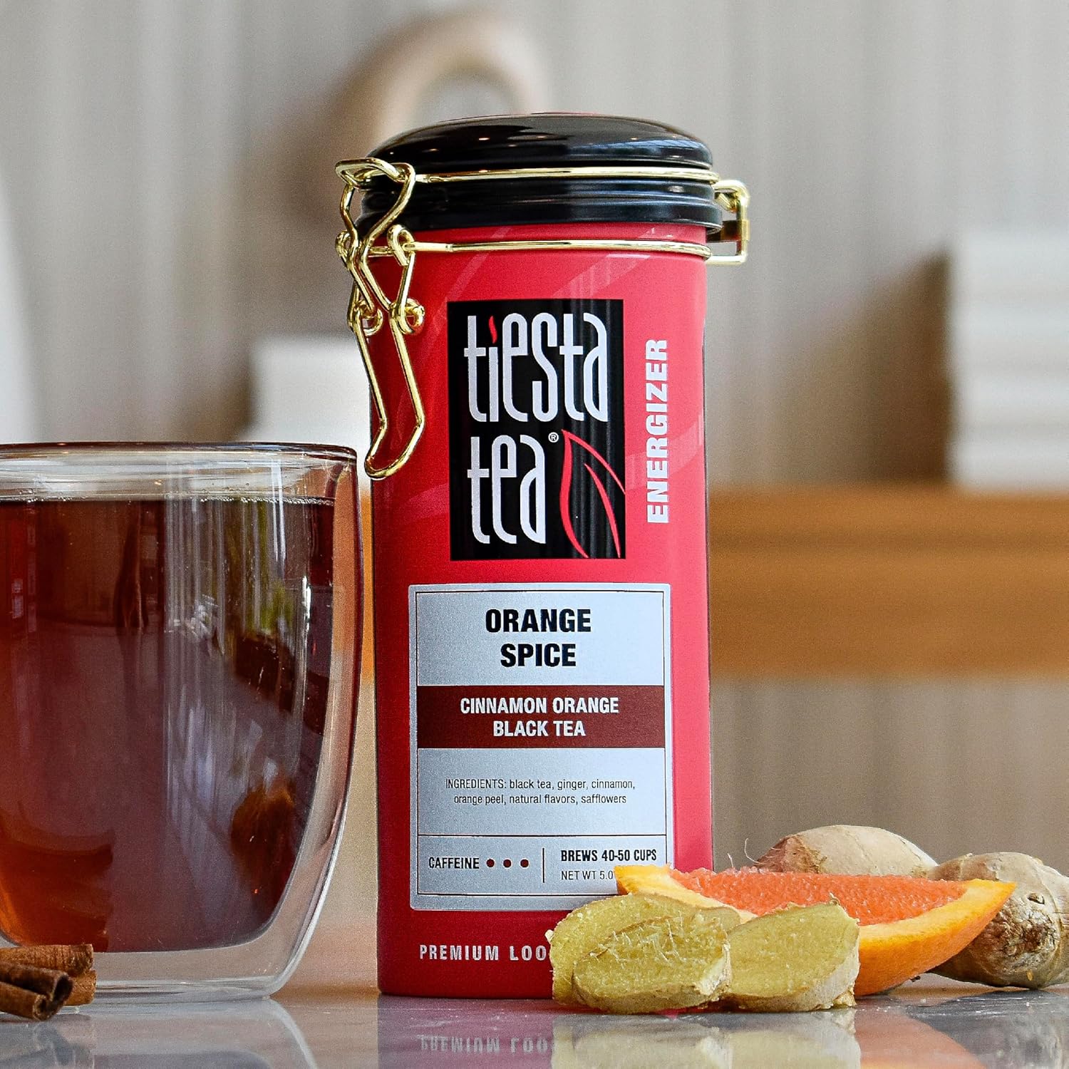 Tiesta Tea - Orange Spice Tea, Loose Leaf, Cinnamon Orange Black Tea, Premium High Caffeine Tea Blend, Make Hot or Iced Up to 50 Cups, 5 oz Refillable Tin