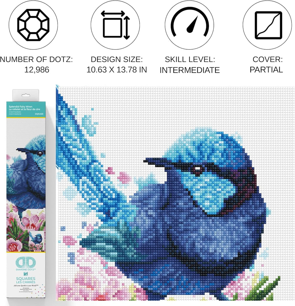 DIAMON DOT Splendi Fair Wre Bir Diamon Paintin Kit fo Adult Diamon Ar Kit Relaxin Creativ Craf Ki wit Dot Gem 10.6inchx13.8inch