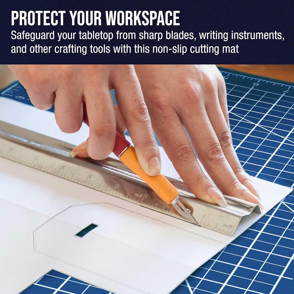 U.S. Art Supply 36inch x 48inch Self-Healing Cutting Mat 5-Ply - Double-Sided White/Blue Craft Mat, Non-Slip Cutting Mats for Crafts, Sewing, Quilting, Scrapbooking