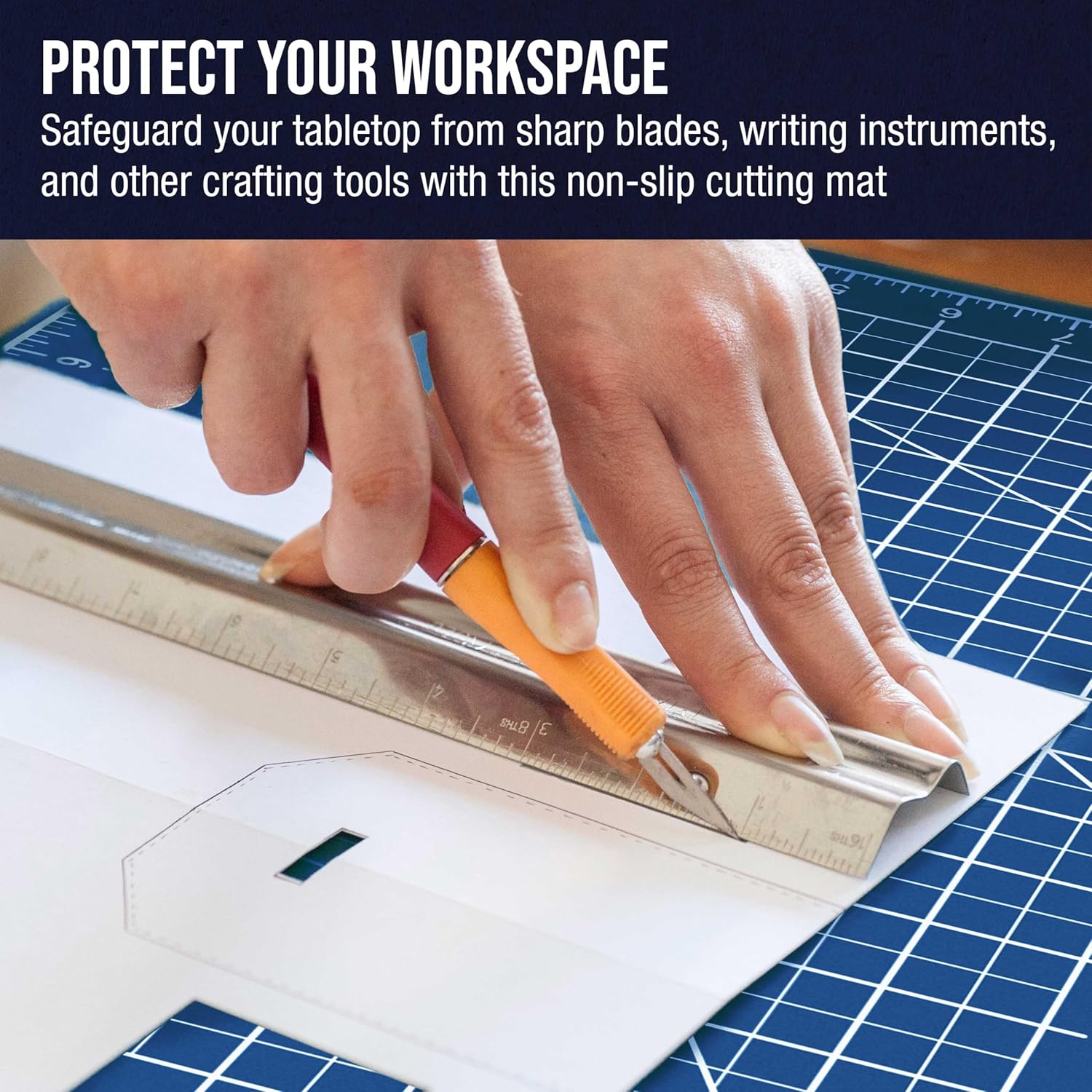U.S. Art Supply 36inch x 48inch Self-Healing Cutting Mat 5-Ply - Double-Sided White/Blue Craft Mat, Non-Slip Cutting Mats for Crafts, Sewing, Quilting, Scrapbooking