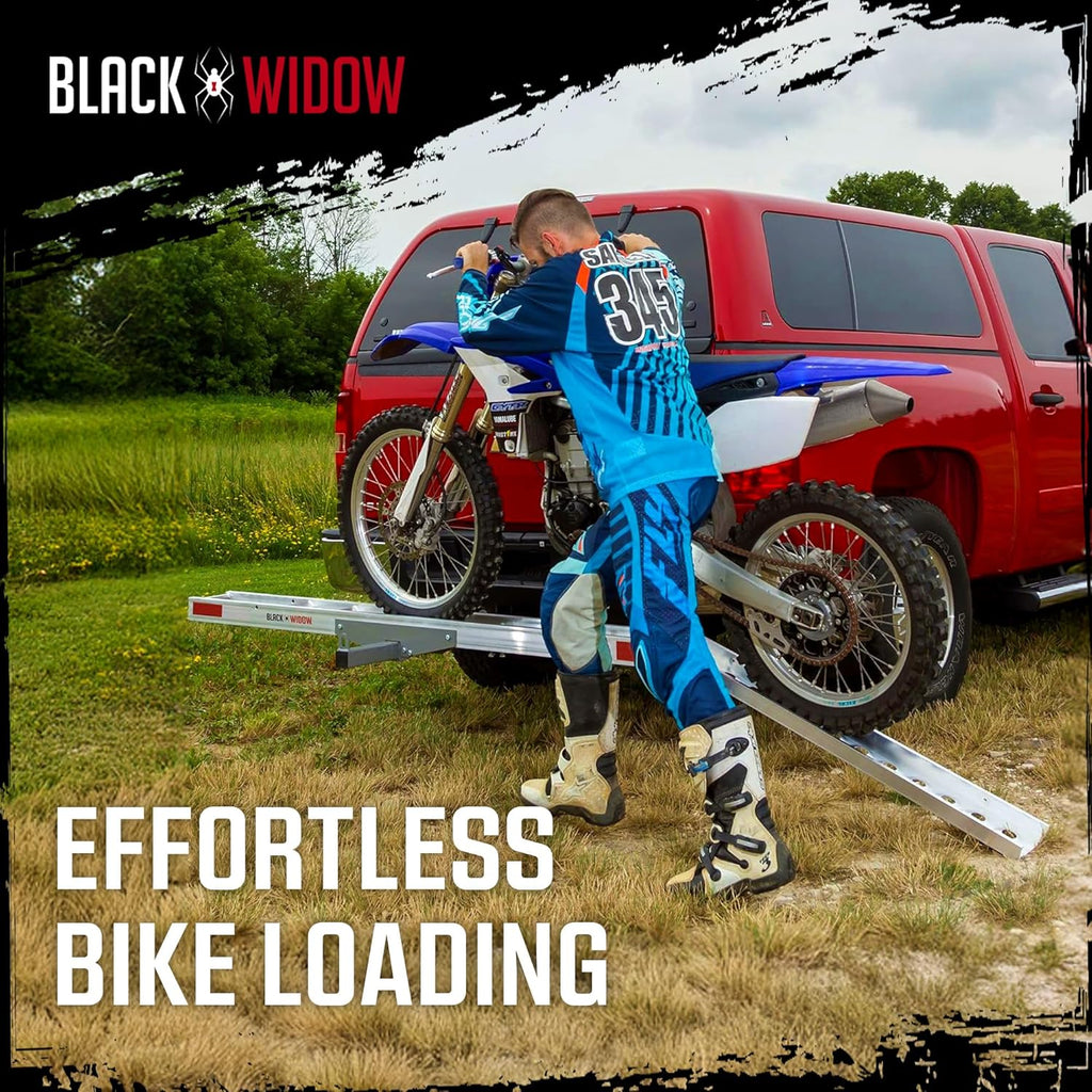 Blac Wido Motorcycl Bik Hitc Carrie wit Loadin Ramp 40 Lb Capacity Metalli Heavy-Dut Aluminu Haule an Platfor fo Motorcycles