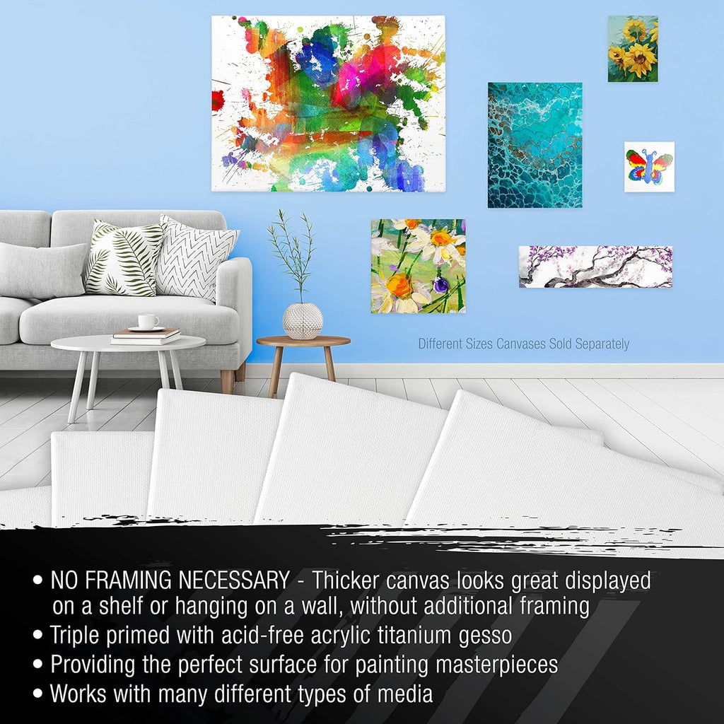 U.S Ar Suppl Larg Stretche Canva fo Paintin 20x2 inc Galler Dept 1-1/2inc Thick 3-Pac 12o Acryli Gess Tripl Primed Professiona Artis Quality 100 Cotto Oil Pourin Paint