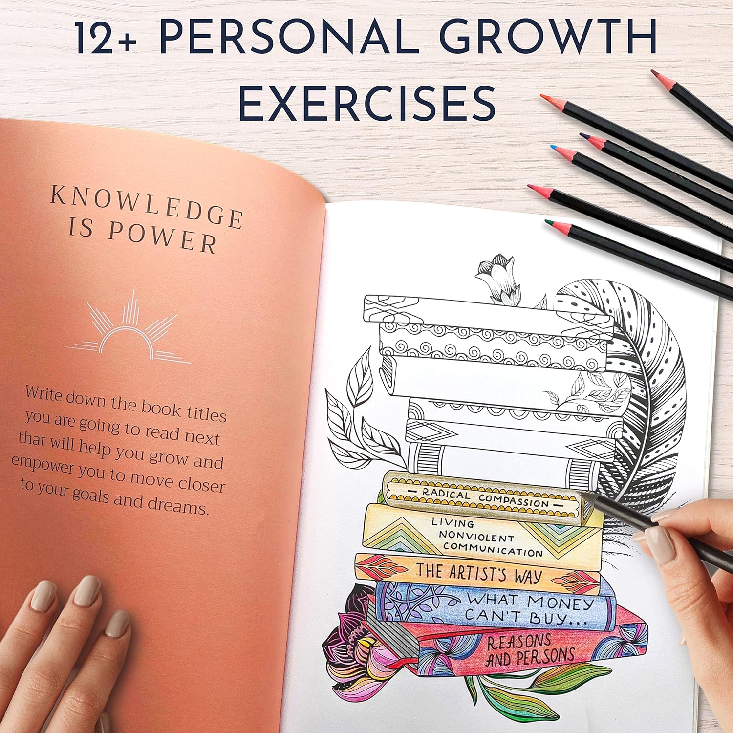RYVE Adult Coloring Book for Women ¨C Mindfulness & Personal Growth Prompts for Relaxation ¨C Anxiety, Stress Relief & Relaxation Gifts for Women, Coloring Books for Adults Relaxation