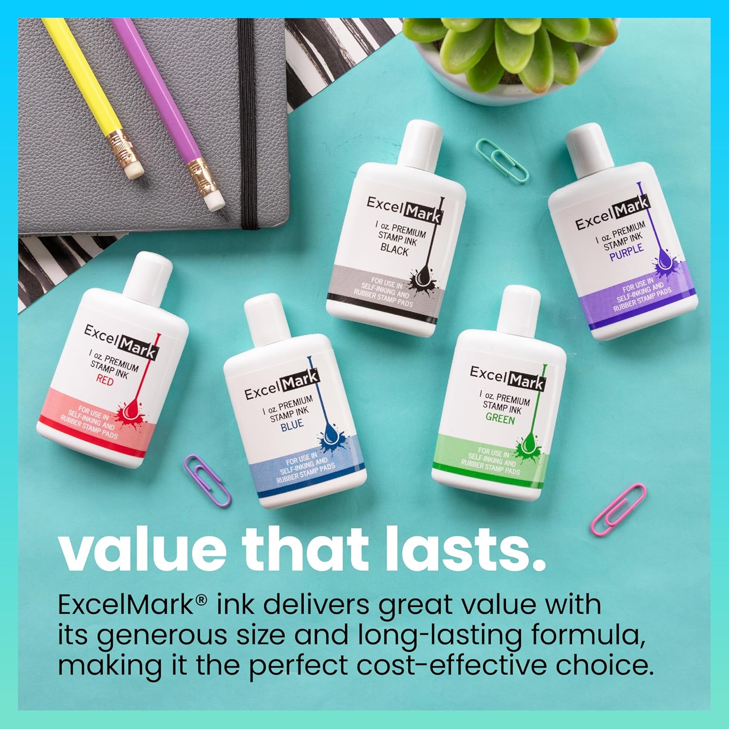 ExcelMark Premium Self-Inking Stamp Refill Ink - 1 oz. (Purple)