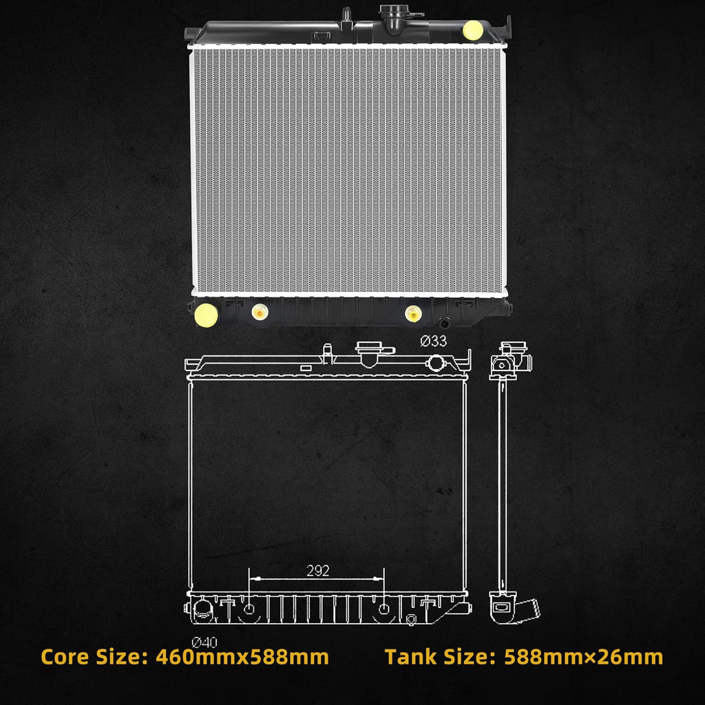 DWVO Radiator Replacement Compatible with 2004 2005 2006 2007 2008 2009 2010 2011 2012 Colorado 2004-2012 GMC Canyon 2006 Isuzu i-280 i-350 2007-2008 i-290 i-370 2.8L 2.9L 3.5L 3.7L CU2707
