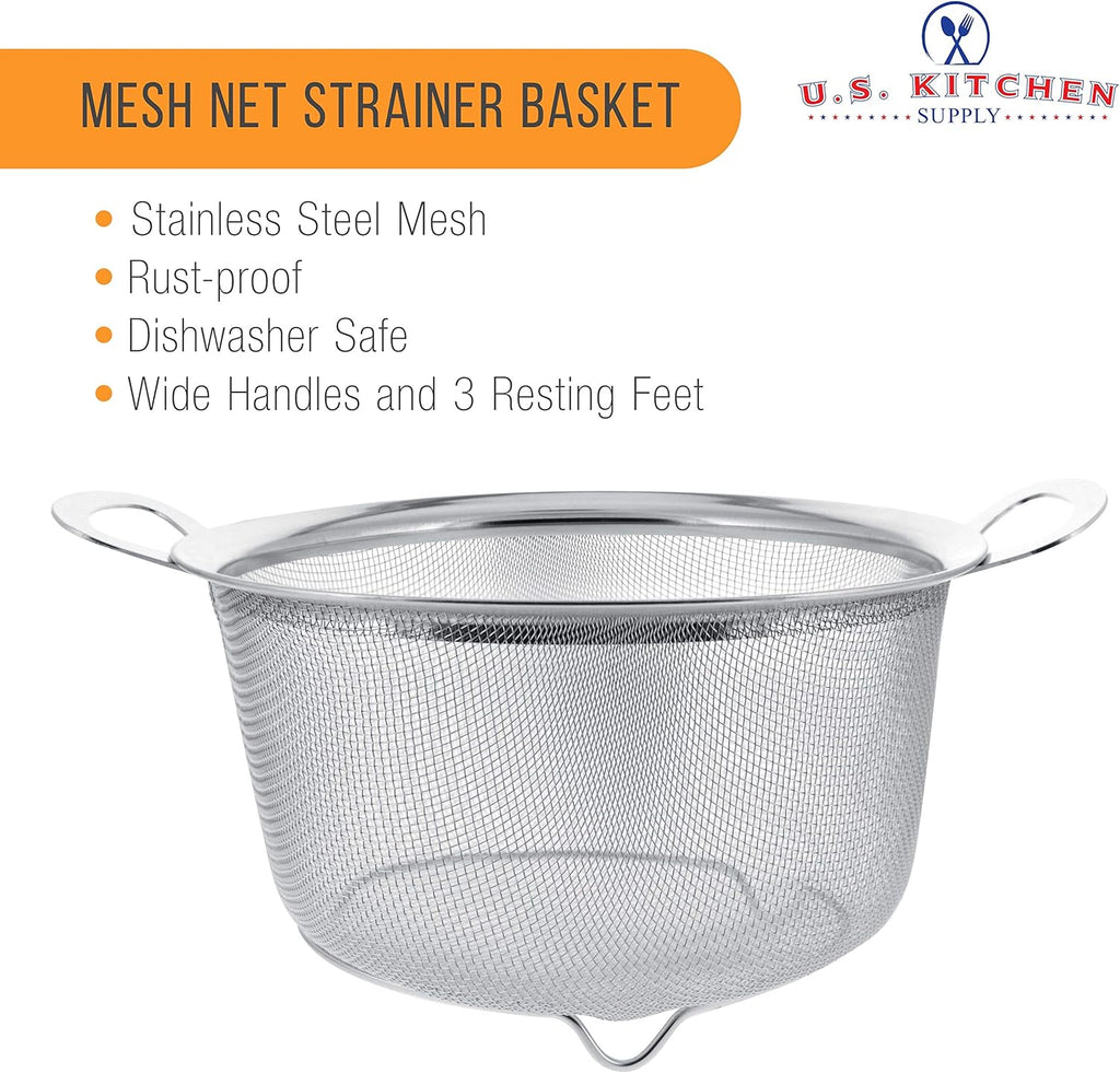 U.S Kitche Suppl Stainles Stee Colande Straine Baske 3-Quar Colande wit Restin Fee Handle Wid Ri Sieve Stainles Stee Strainer an Colander fo Kitchen