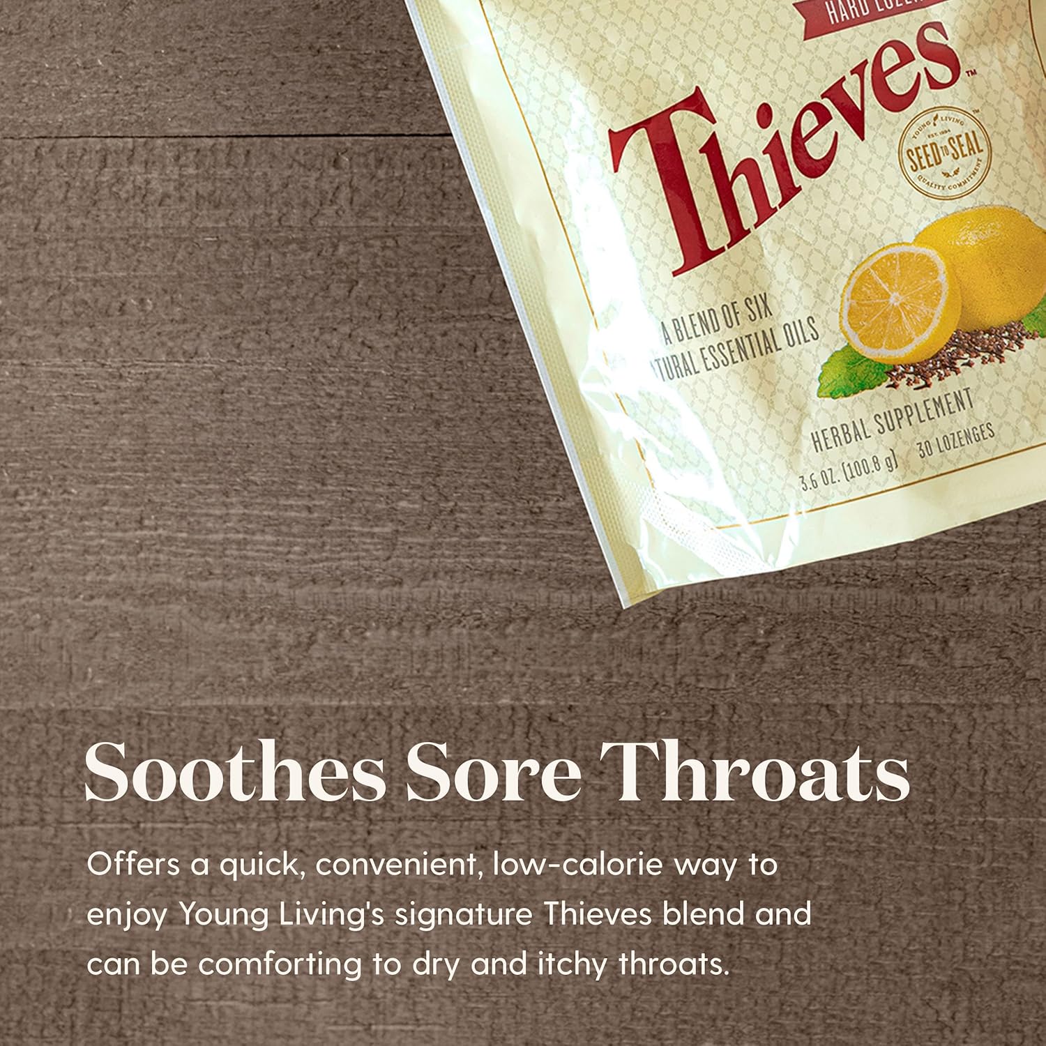 Youn Livin Thieve Har Lozenges 3 c Sugar-Fre Relie fo Dr Mout Sor Throa Clove Lemon Peppermin Essentia Oil Gentl o Stomach