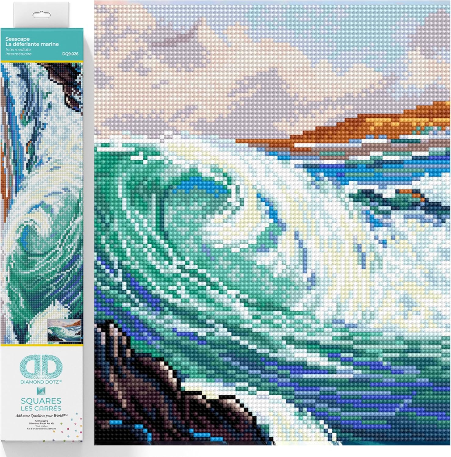 DIAMON DOT Seascap Diamon Paintin Kit fo Adult Diamon Ar Kit Relaxin Creativ Craf Ki wit Dot Gem 16.5x11