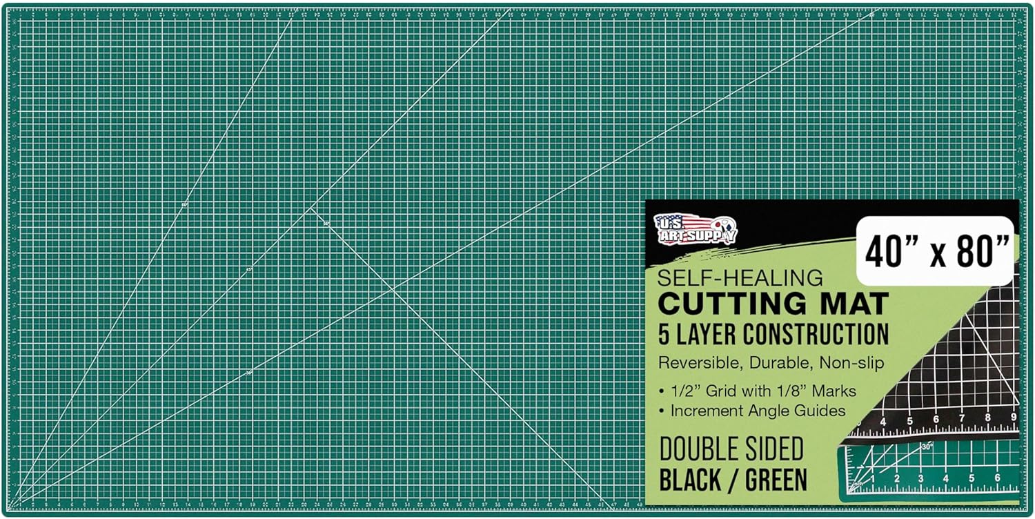 U.S Ar Suppl 40inc 80inc Self-Healin Cuttin Ma 5-Pl Double-Side Green/Blac Craf Mat Non-Sli Cuttin Mat fo Crafts Sewing Quilting Scrapbooking