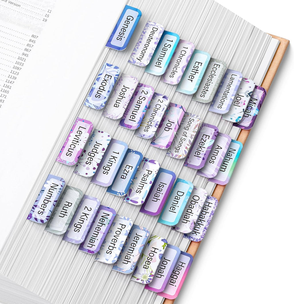 Bible Tabs, 120 pcs, Lavender Breeze, Laminated Bible Tabs for Women