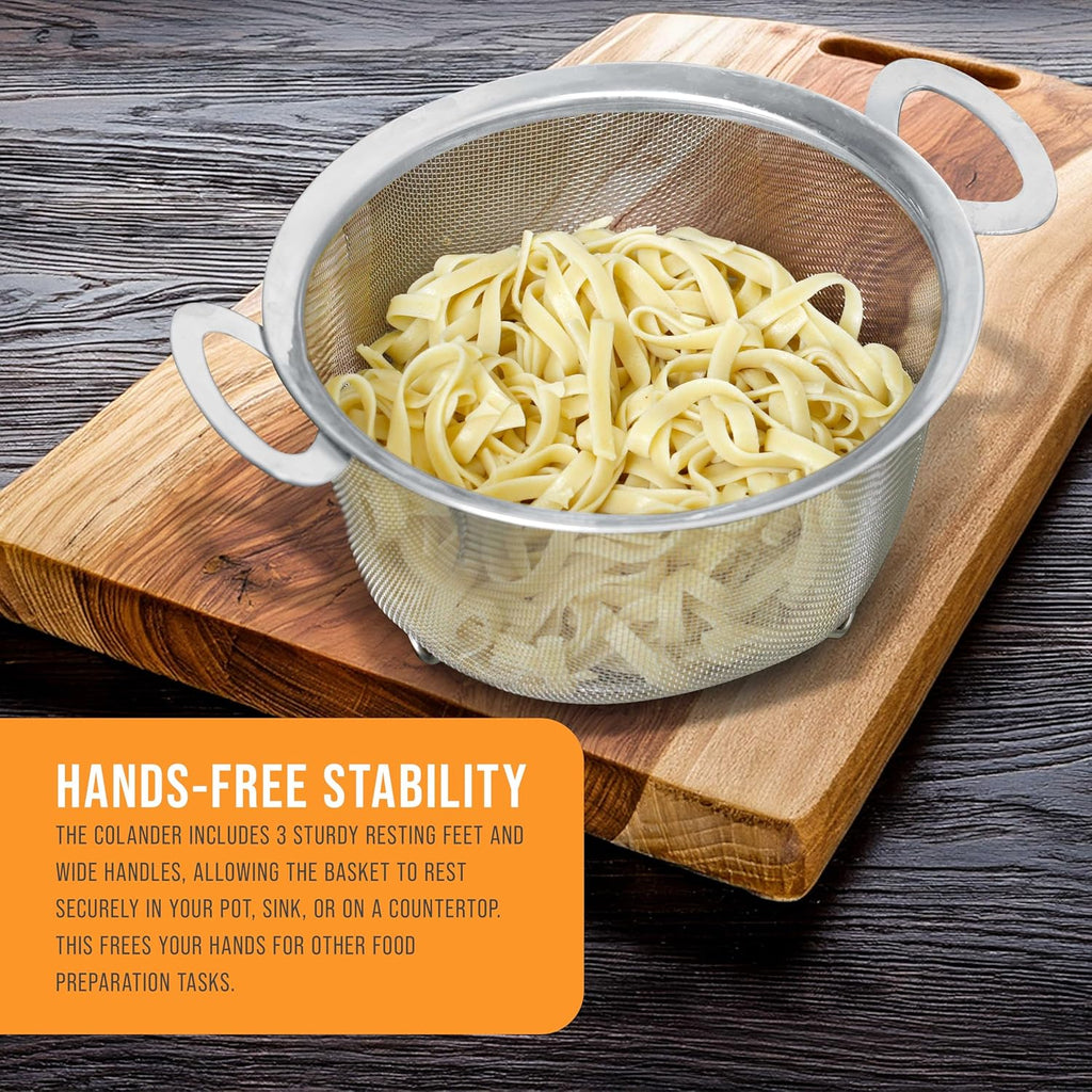 U.S Kitche Suppl Stainles Stee Colande Straine Baske 3-Quar Colande wit Restin Fee Handle Wid Ri Sieve Stainles Stee Strainer an Colander fo Kitchen
