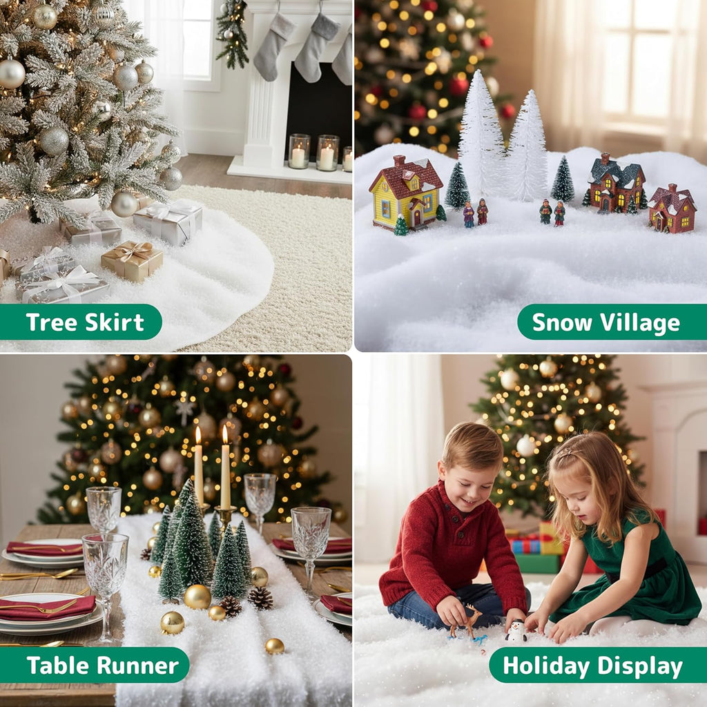 PREXTEX Artificial Snow Roll - Large Fluff for Christmas Village Displays, 94inchx31inch Tabletop D¨¦cor, and Winter Wonderland Party Scenes - Thick White Blanket for Holiday Backdrops and Festive Decoration