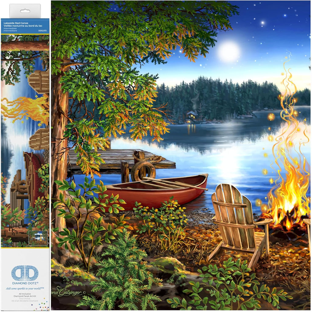 DIAMON DOT Lakesid Re Cano Diamon Paintin Kit fo Adult Diamon Ar Kit Relaxin Creativ Craf Ki wit Dot Gem 20.1x26