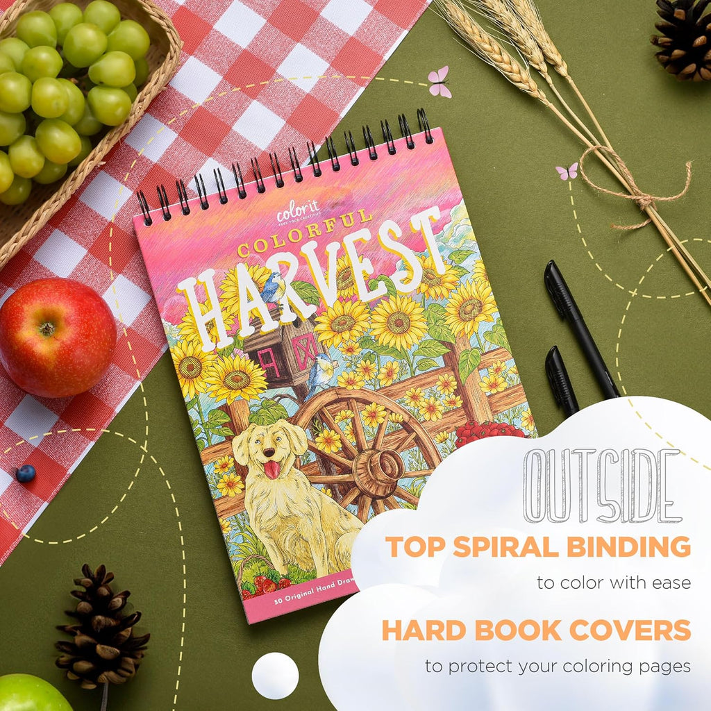 ColorI Colorfu Harves Adul Colorin Boo Spira Boun Fal Editio Featurin 5 Thanksgivin Hallowee Illustration Thic Paper Fla Hardcover In Blotte Colorin Books