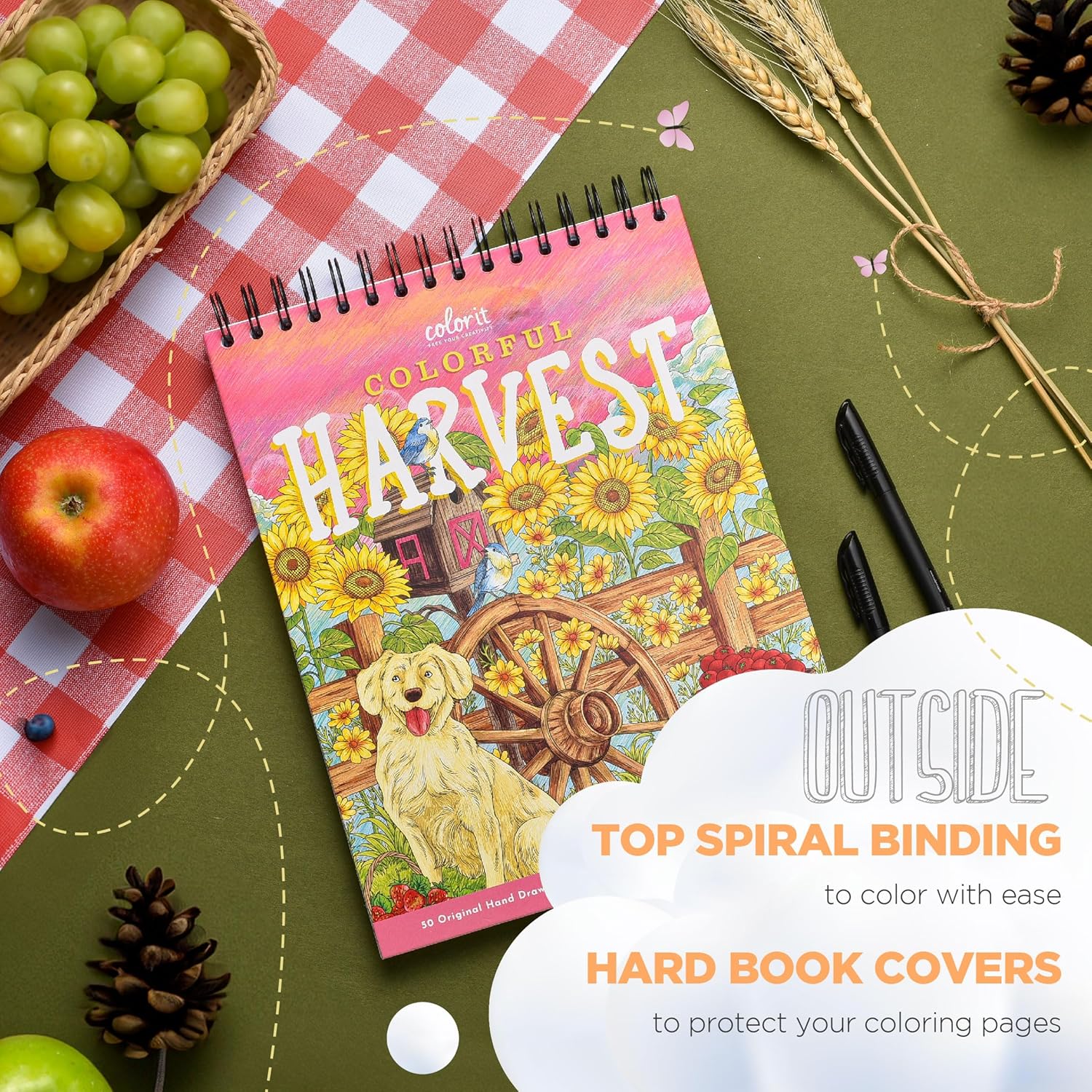 ColorI Colorfu Harves Adul Colorin Boo Spira Boun Fal Editio Featurin 5 Thanksgivin Hallowee Illustration Thic Paper Fla Hardcover In Blotte Colorin Books