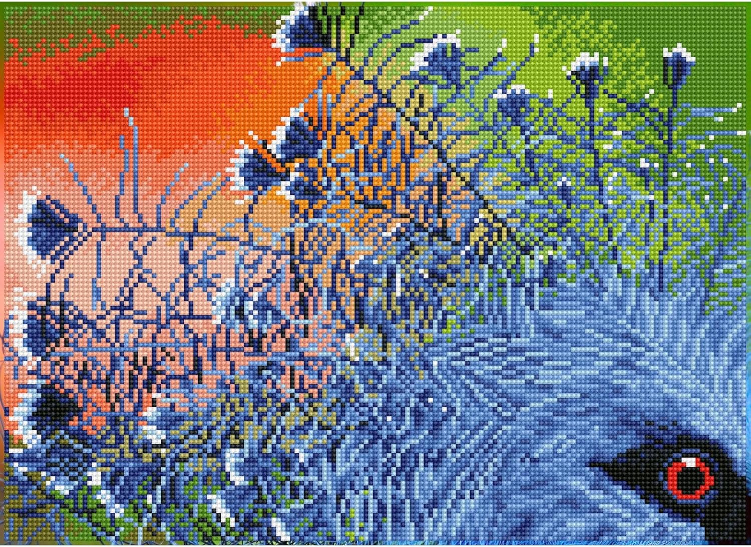 DIAMON DOT a Exoti Bir Diamon Paintin Kit fo Adult Diamon Ar Kit Relaxin Creativ Craf Ki wit Dot Gem 16.9inchx12.2inch