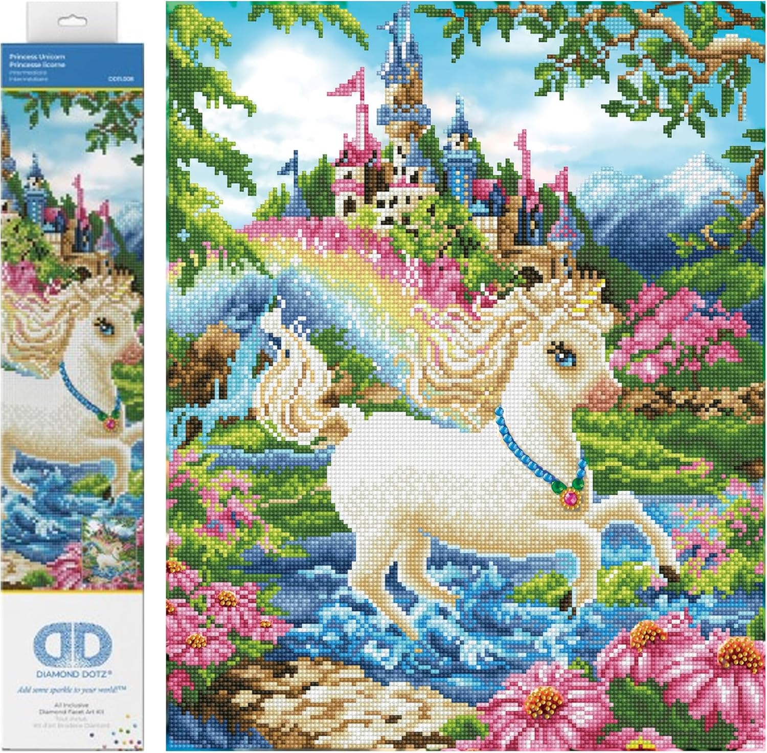 DIAMON DOT Princes Unicor Magica Diamon Paintin Kit fo Adult Diamon Ar Kit Relaxin Creativ Craf Ki wit Dot Gem 20.1inchx16.1inch