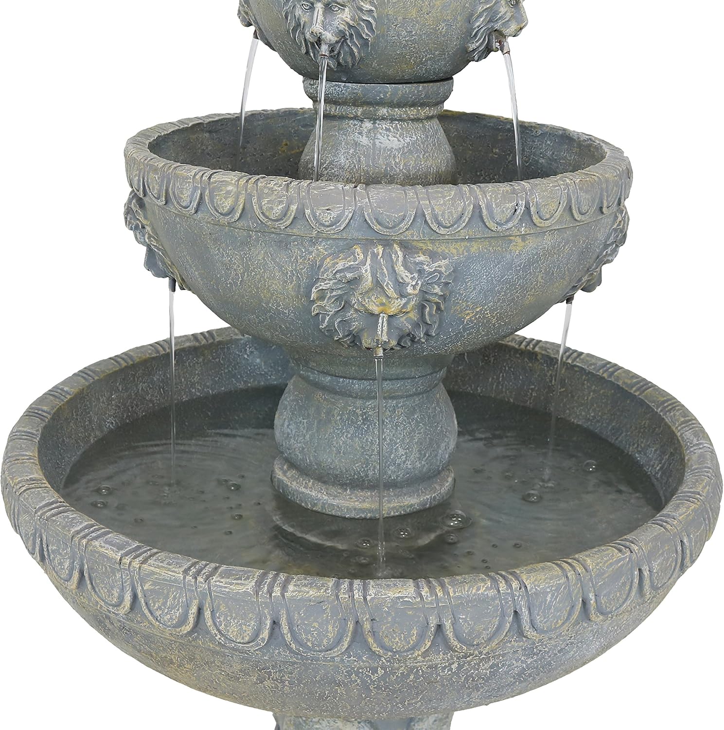 Sunnydaz Lio Hea 53-Inc 3-Tie Outdoo Wate Fountai wit Electri Submersibl Pum fo Patio Yard o Deck