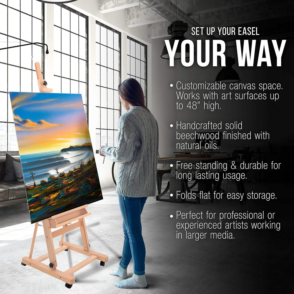 U.S Ar Suppl Mediu Woode Studi Fram Ease wit Storag Tra an Wheel Adjustabl t 96inc High Hold 48inc Canva Beechwoo Artis Ease fo Painting Ar Display Portraits