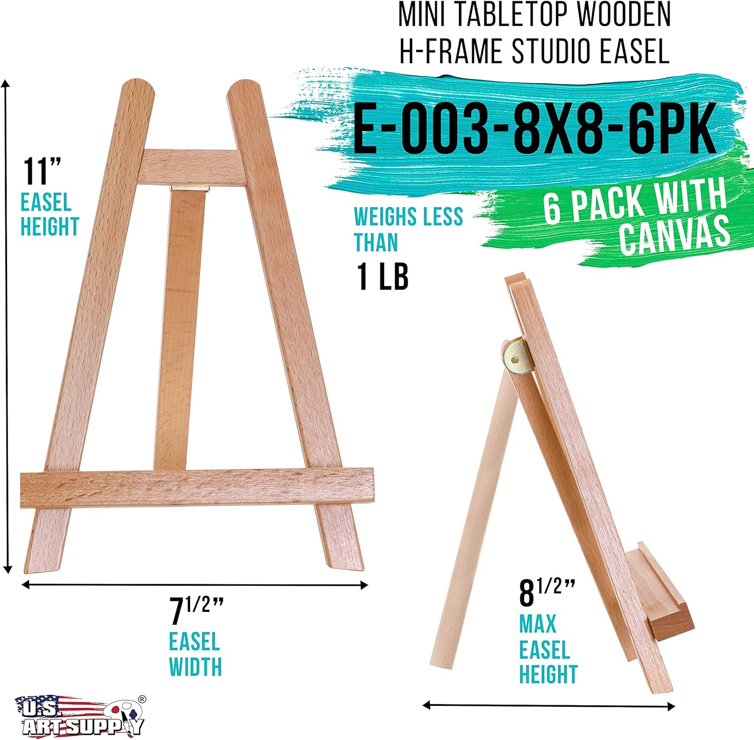 U Ar Suppl 8inc 8inc Stretche Canva wit 10.5inc Smal Woode Tableto Ease Ki ( Pack fo Paintin an Displa Stan A-Fram Tabl To Easel Canva Holder