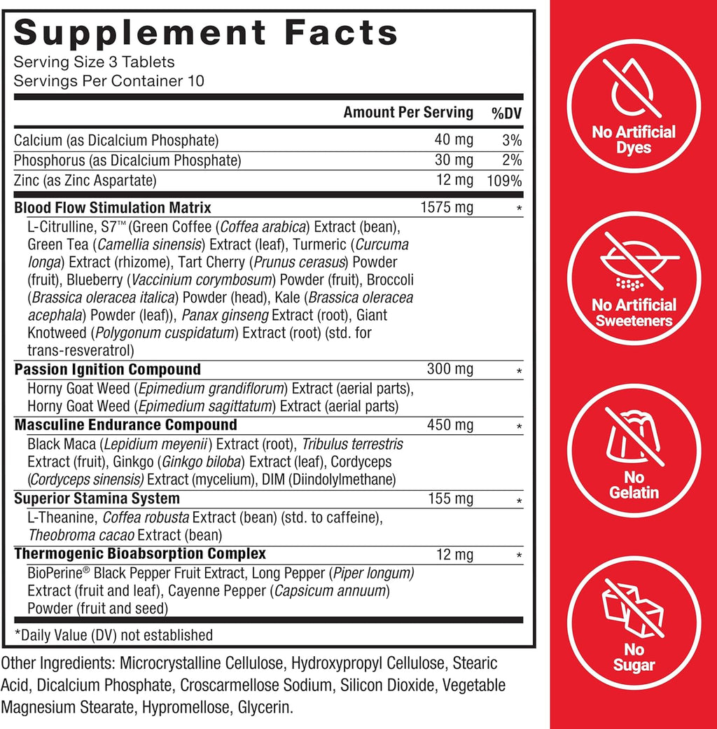 Force Factor Score! XXL Nitric Oxide Booster Supplement for Men with L-Citrulline, Horny Goat Weed, Black Maca, & Tribulus Terrestris to Increase Stamina, Energy, and Physical Performance, 30 Tablets