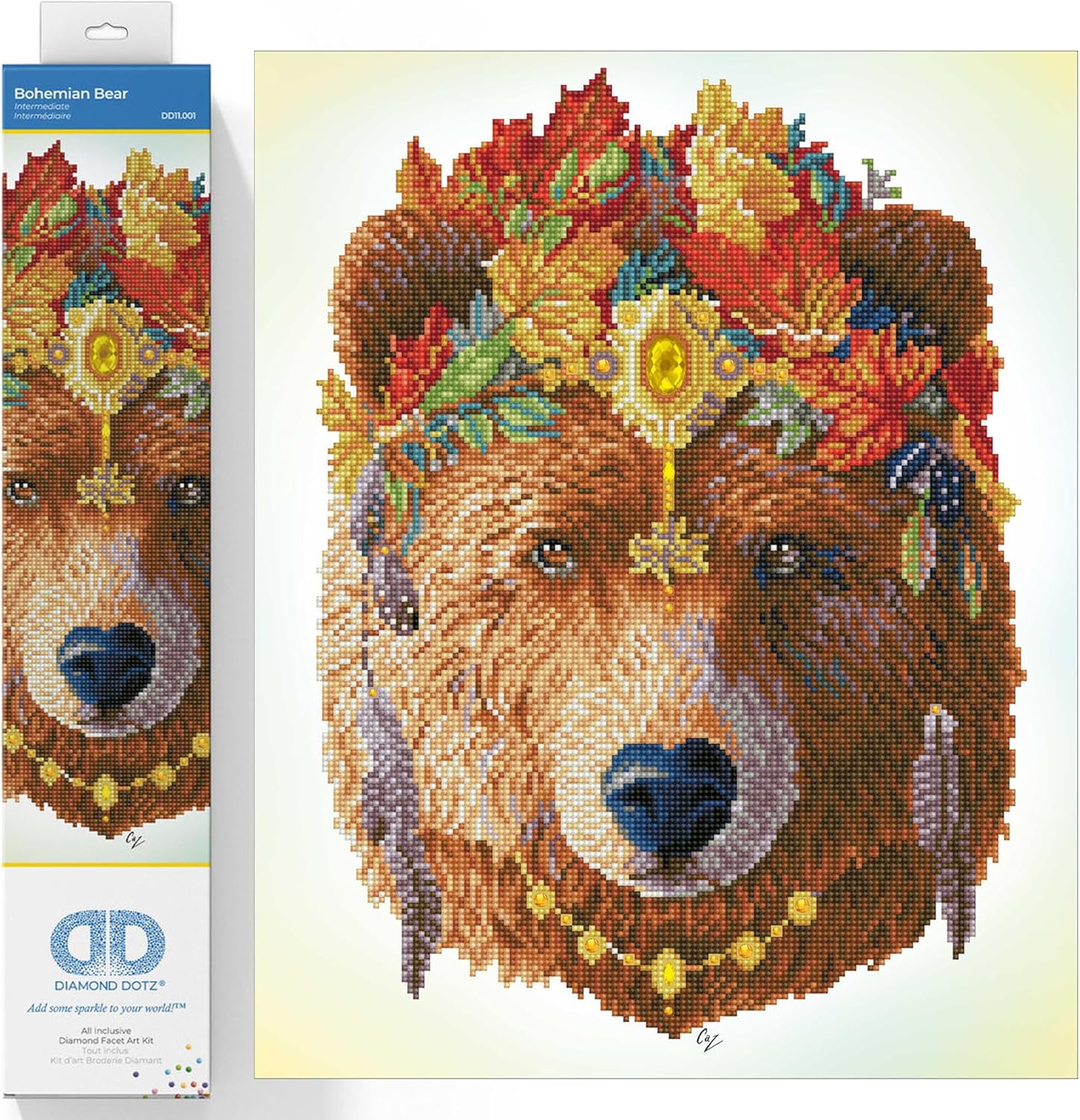 DIAMON DOT Bohemia Bea Diamon Paintin Kit fo Adult Diamon Ar Kit Relaxin Creativ Craf Ki wit Dot Gem 16.1x20.1
