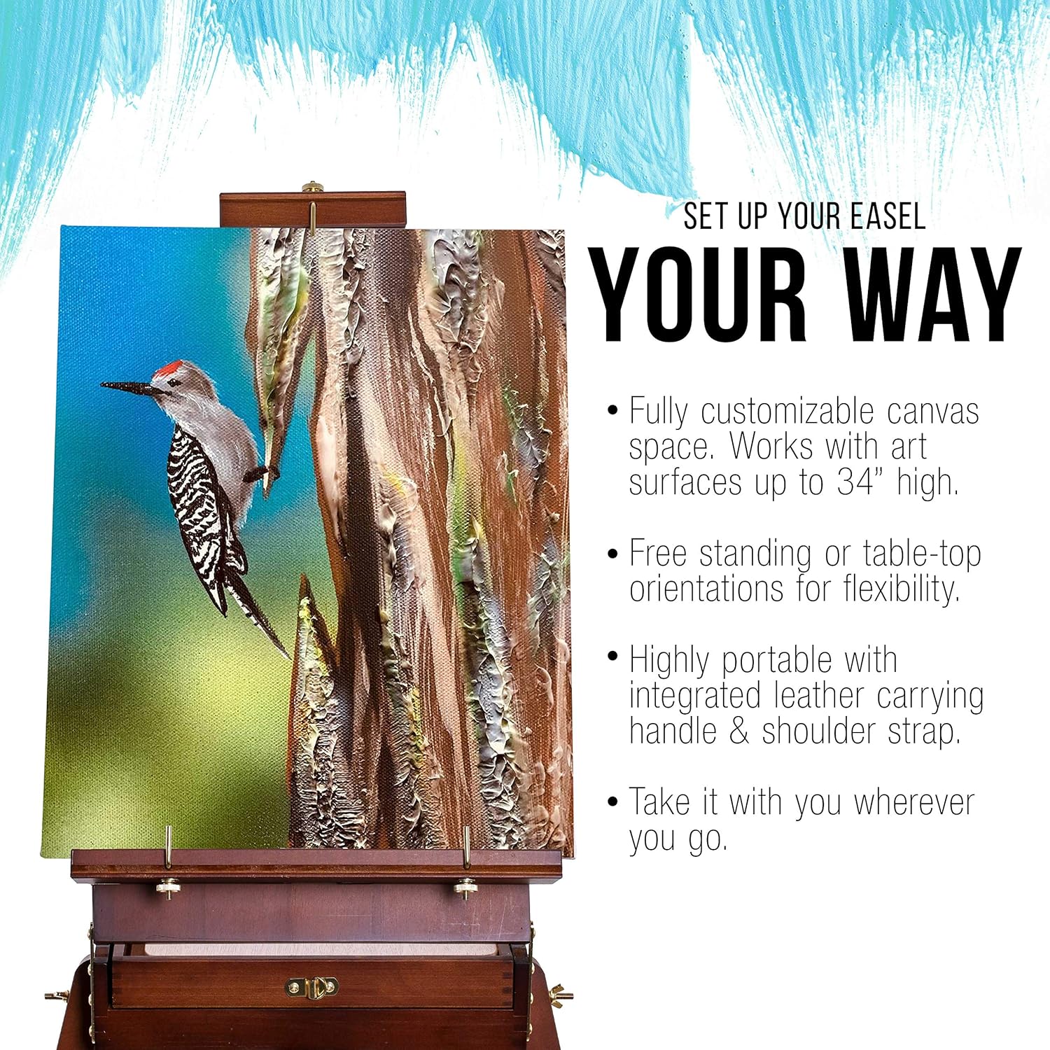 U.S Ar Suppl Larg Walnu Frenc Easel Adjustabl Plei Ai Easels Beechwoo Sketchbo Tripo fo Fiel Studi Paintin Ease fo Adults Drawing Displa Portabl wit Drawe Palette