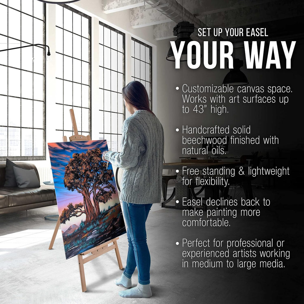 U.S Ar Suppl 56inc Hig Mediu A-Fram Woo Easel Lyr Styl Studi Ease Woode Artist Floo Stand Sturd Beechwood Adjustabl Heigh t 43inc Canva Painting Drawing Sig Displa Holder