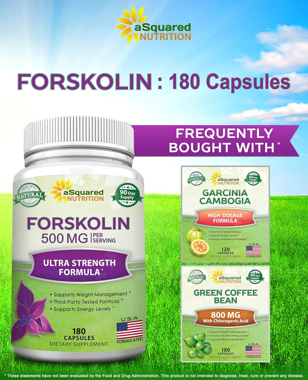 aSquare Nutritio Forskoli 500m Ma Strength-18 Capsules,Forskoli Supplemen fo Pur Weigh Los Fuel Coleu Forskohli Roo Forskoli Die Pills Bell Buste Fa Burne 2 Sli Tri Lose