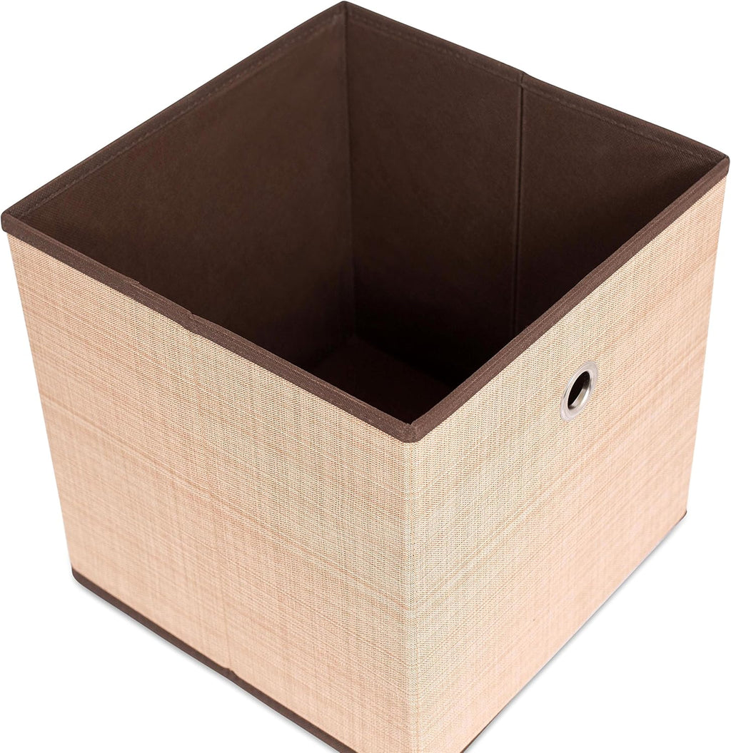 Internet' Bes Canva Storag Bi Durabl Storag Cub Bo Baske Containe Clothe Nurser Toy Organize Brow (Beige)
