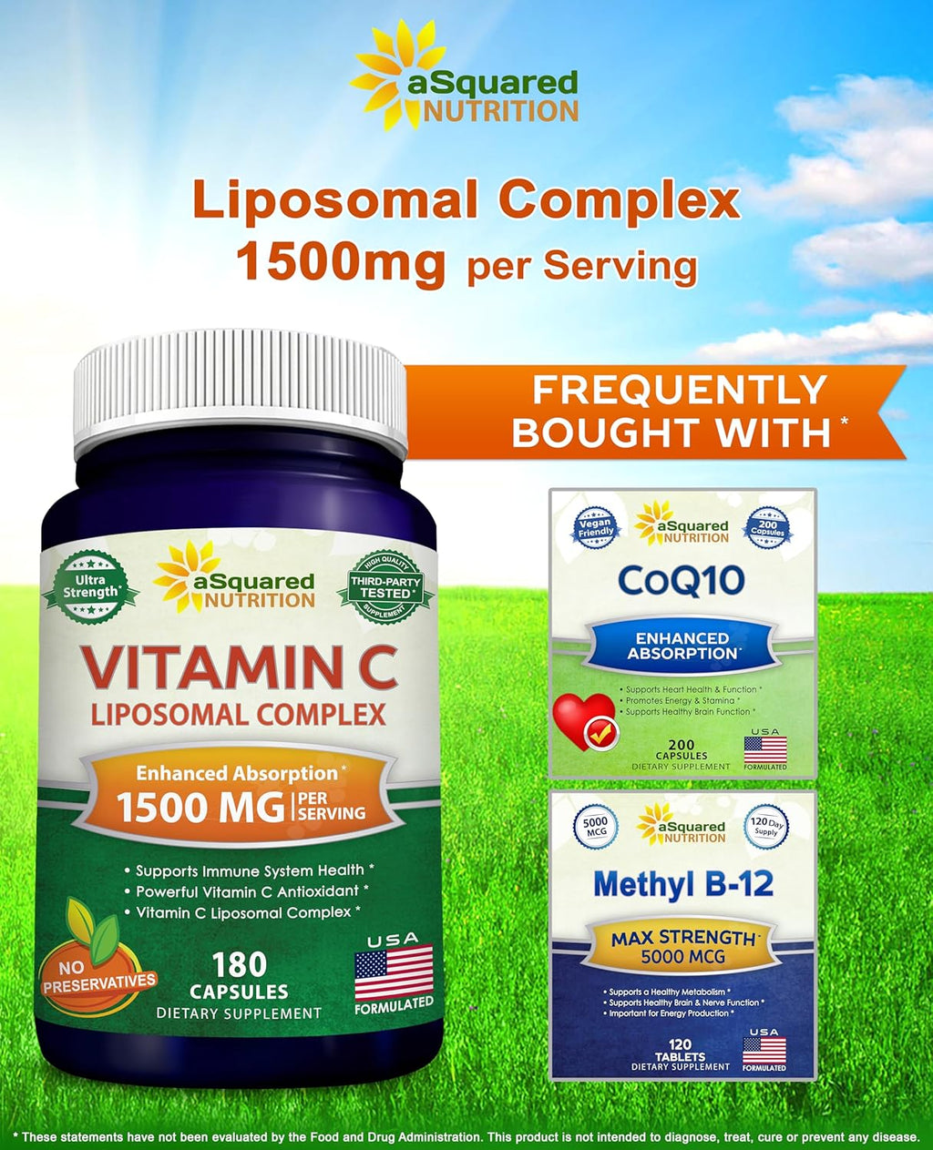 aSquare Nutritio Vitami Liposoma Comple 1500m Supplemen 18 Capsule Hig Absorptio VI Ascorbi Aci Pill Support Immun Syste Collage Healt 9 Servings