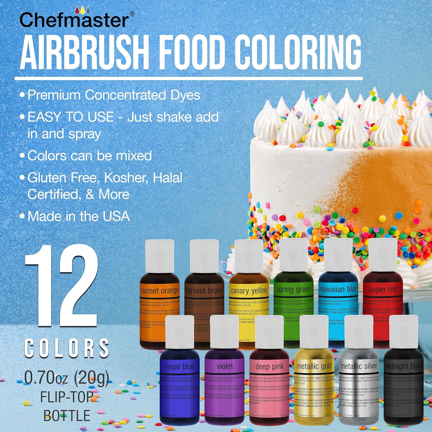 Maste Airbrus Cak Decoratin Airbrus Ki wit Compressor 1 Colo Chefmaste Foo Colorin Set Gravit Fee Dual-Actio Ai Brus How-t Manua Cak Airbrus Ki fo Cupcakes Cookies