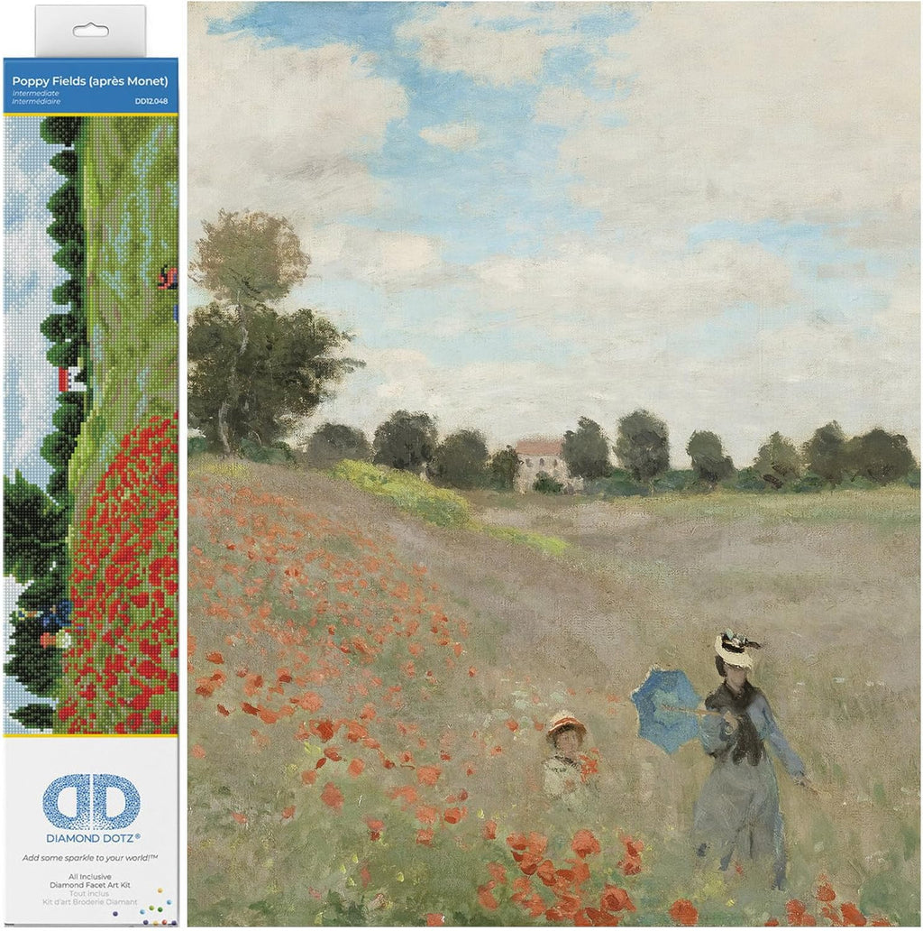 DIAMON DOT Popp Field (apr? Monet Diamon Paintin Kit fo Adult Diamon Ar Kit Relaxin Creativ Craf Ki wit Dot Gem 22x16