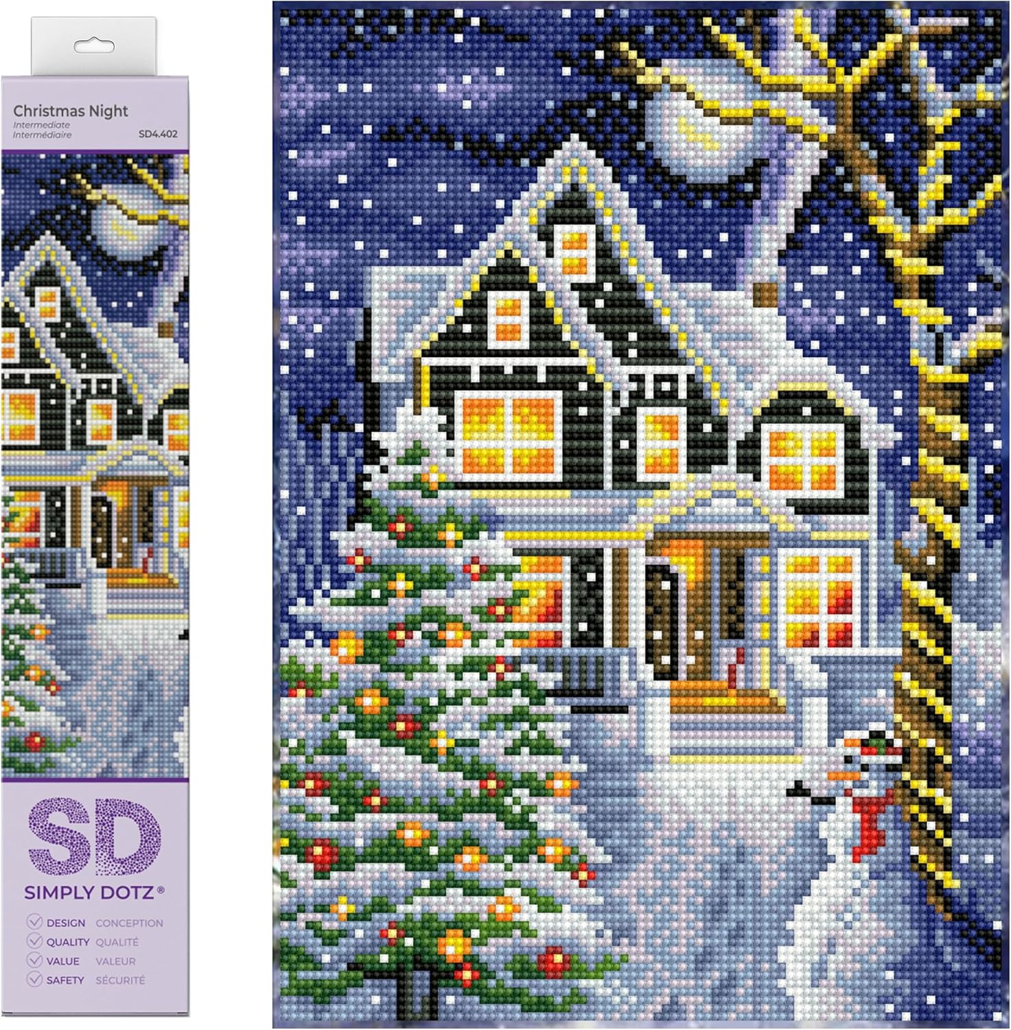 DIAMON DOT Kit Christma Night Ful Drill Roun Dotz Diamon Paintin Kits Diamon Ar Kit fo Adults Ge Art Diamon Art Kits 13.8inchx9.8inch