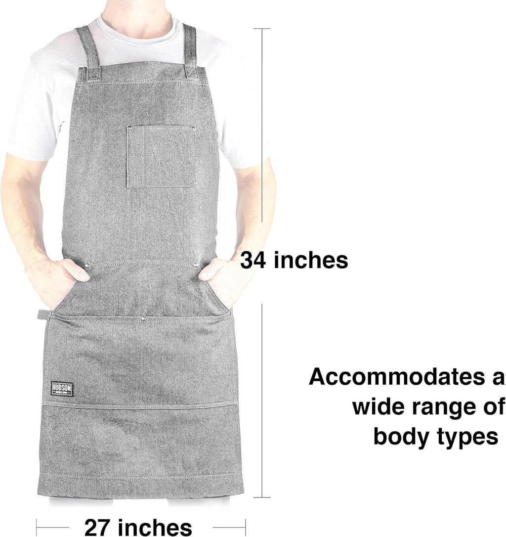 Hudson Durable Goods - Professional Grade Chef Apron for Kitchen, BBQ Grill