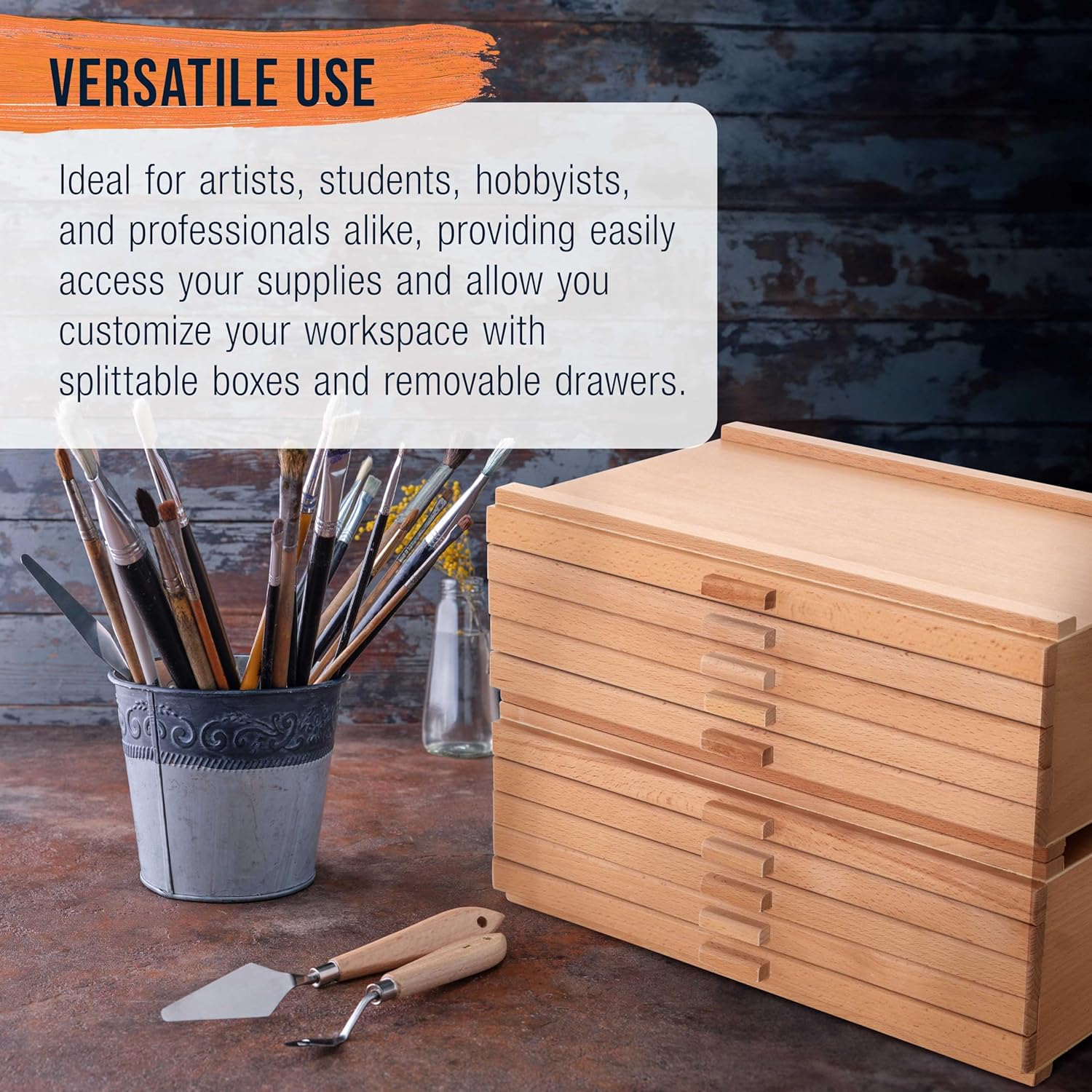U.S Ar Suppl 10-Drawe Artis Too Suppl Bo wit Compartment pe Drawe Hardwoo Ar Bo fo Artis Supplies Brushes Pencils Erasers Too Storag Organize Case