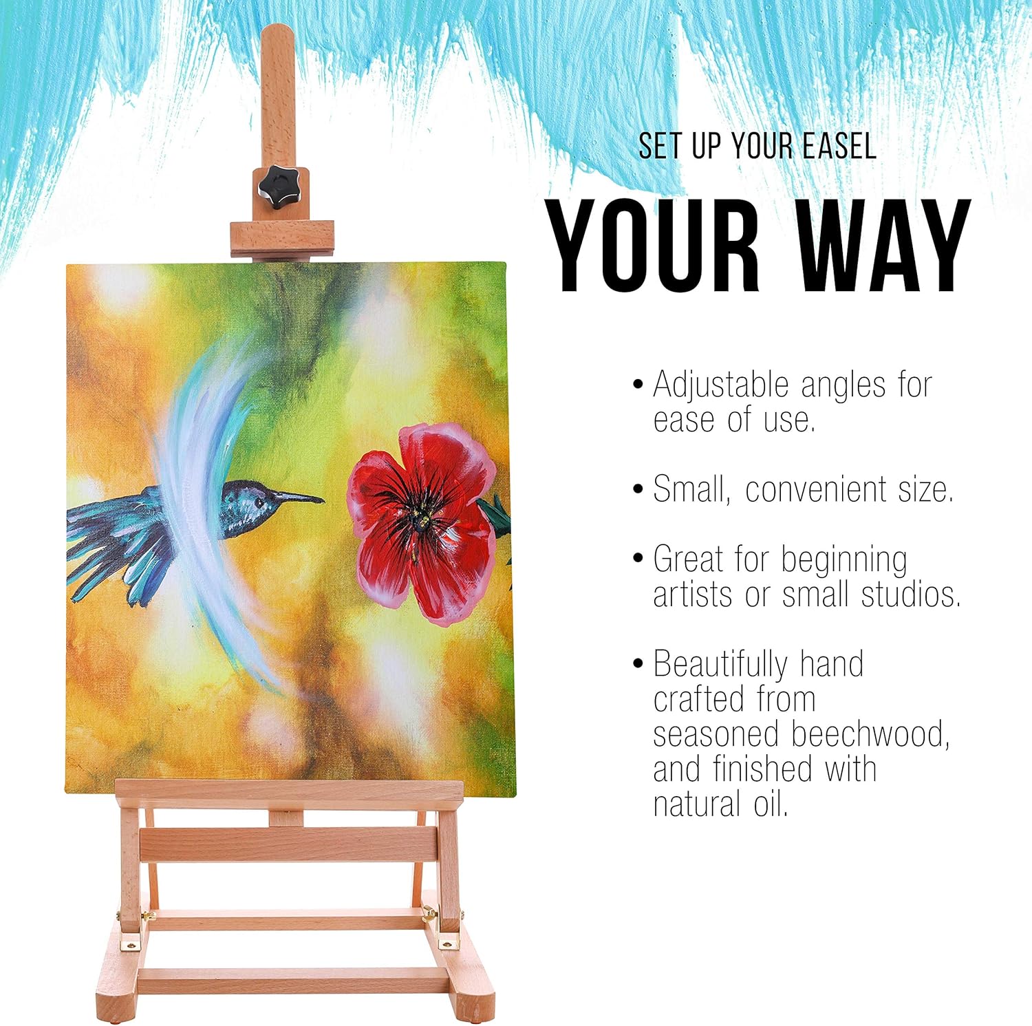 U.S Ar Suppl Mediu Woode H-Fram Studi Tableto Ease Adjustabl Stand Hold U t 27inc Canvas Portabl Tabl To Ease fo Painting