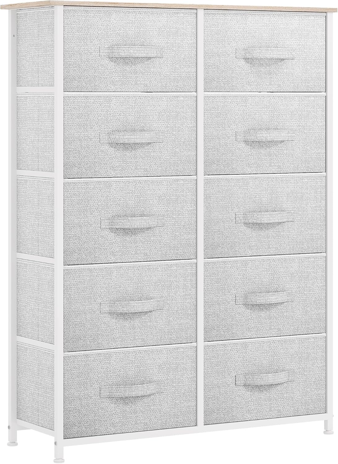 YITAHOM 1 Drawe Dresse Fabri Storag Tower Organize Uni fo Bedroom Livin Room Hallway Closet Sturd Stee Frame Woode To Eas Pul Fabri Bin (Coo Gray)
