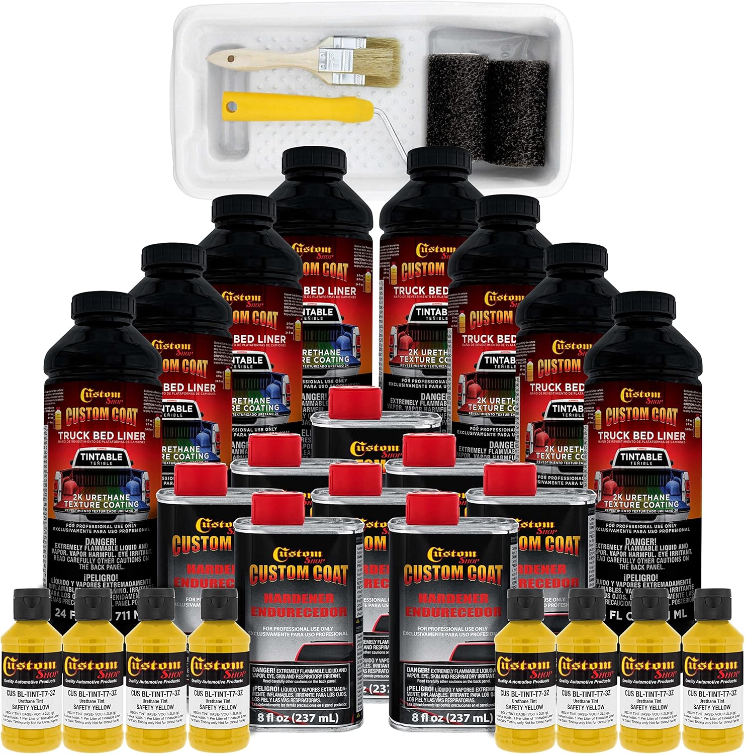 Custo Coa Safet Yello Gallo Urethan Roll-On Brush-O o Spray-O Truc Be Line Ki wit Rolle an Brus Applicato Ki Eas Mixin Durabl Texture Ca Aut Protectiv Coating