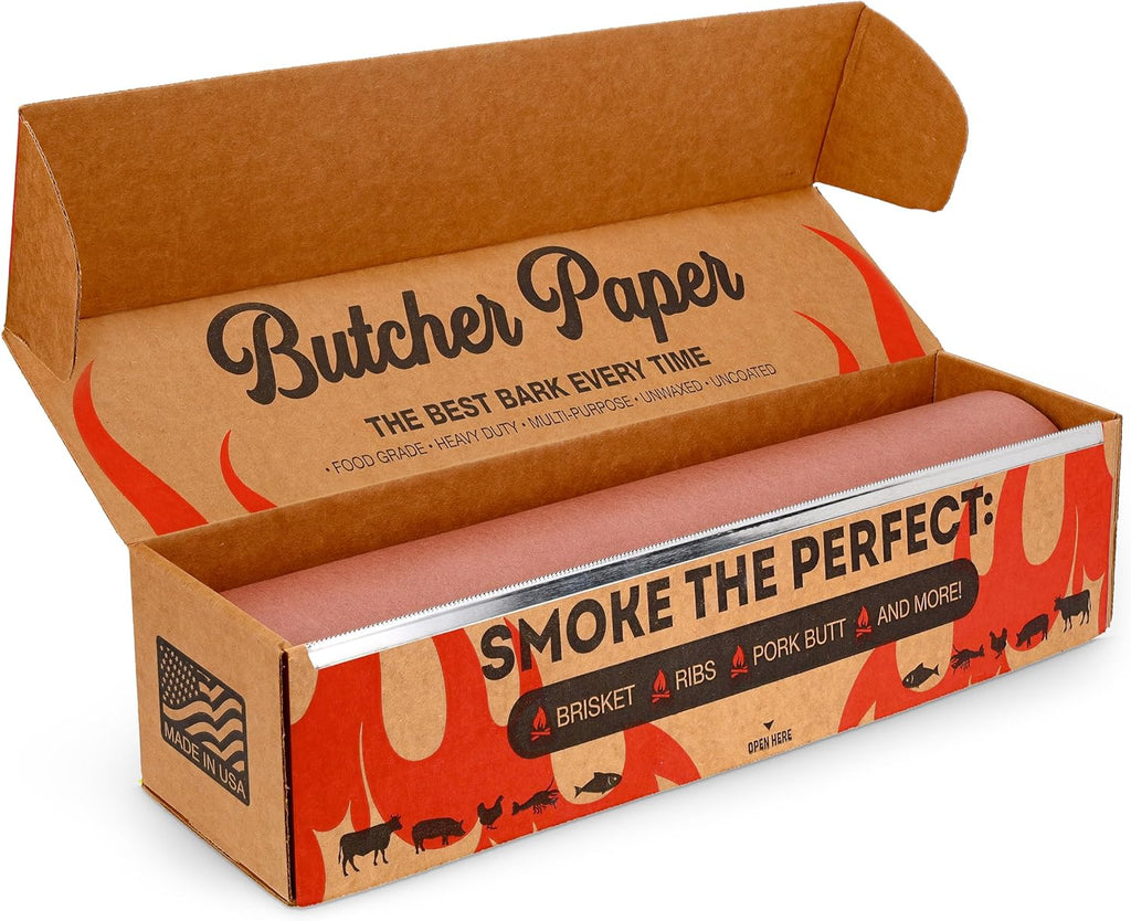 Bryco Goods Pink Butcher Paper Roll with Dispenser Box, 18inch x 175' (2100¡±) Food-Grade Peach Butcher Paper for Smoker, BBQ, Grilling, Smoking Meat - USA Made - Unbleached, Uncoated and Unwaxed