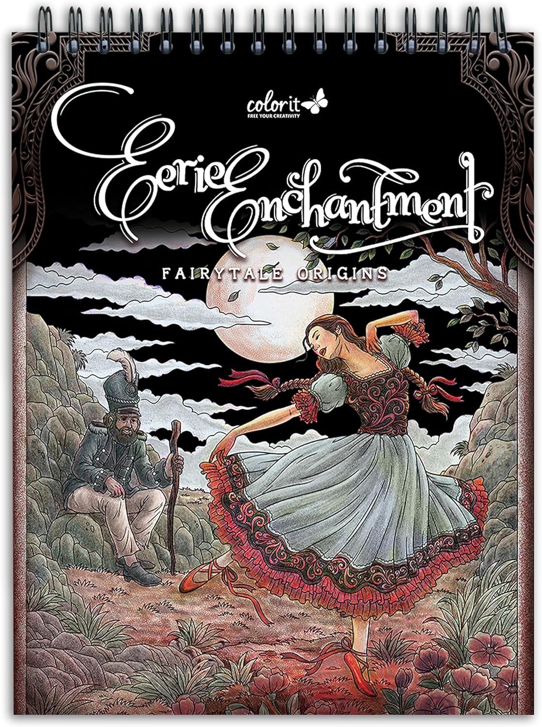 ColorIt Eerie Enchantment: Fairytale Origins Spiral Bound Adult Coloring Book, 50 Drawings of Bewitched Fantasy, Fable & Princess Stories, Thick Paper, Perforated Edges, Hardback Covers, & Ink Blotter