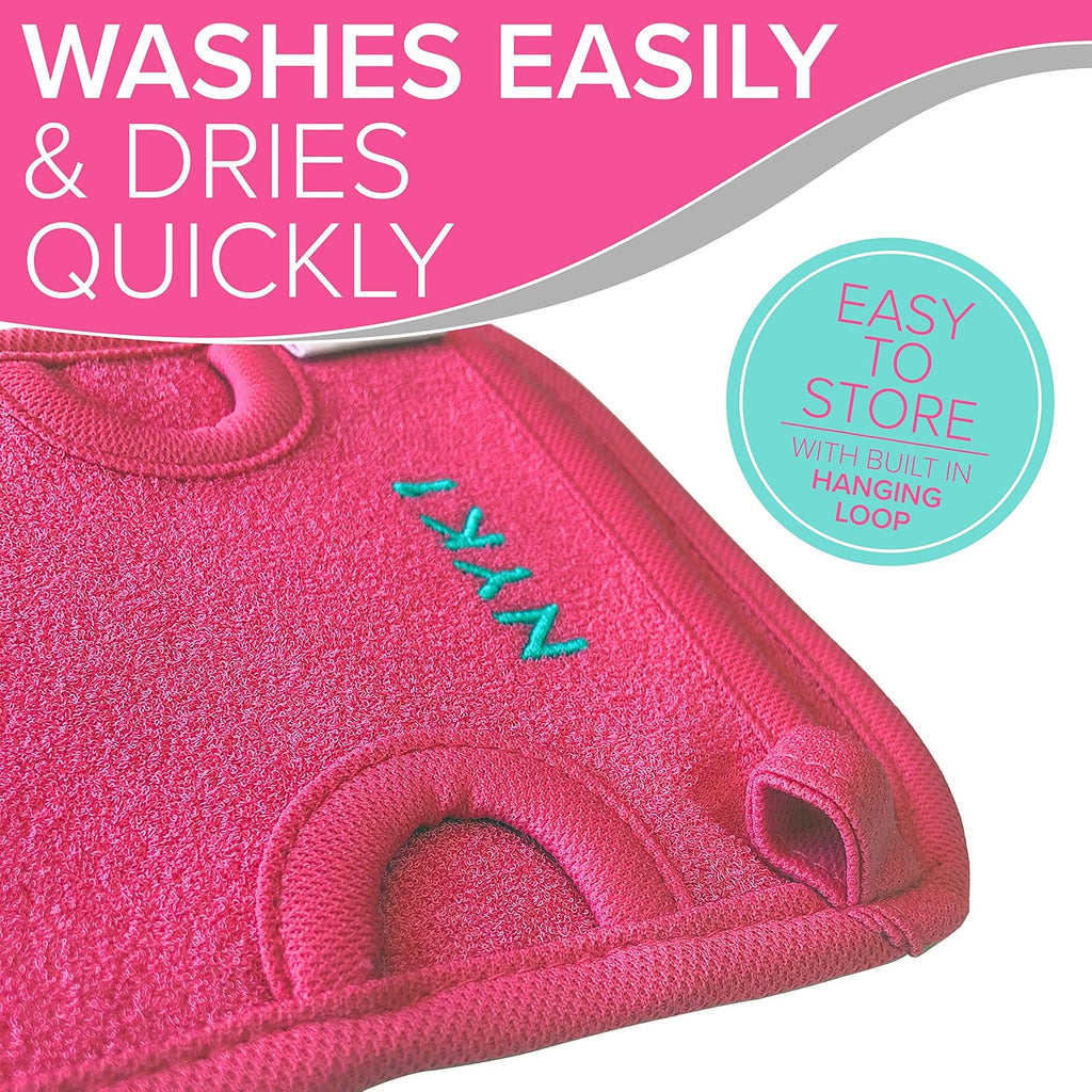 Dead Skin Exfoliating Mitt Deep Pore Cleansing Exfoliating Glove (Pink, Large) at Home Microdermabrasion Dead Skin Remover for Body - Natural Plant Fibre Shower Gloves Exfoliating for Women and Men