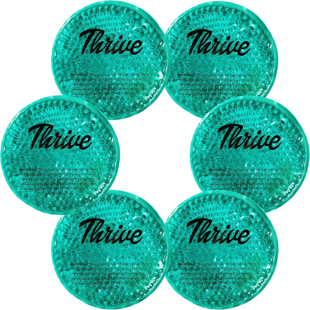 Thrive Round Hot & Cold Ice Packs (6 Pack) ¨C FSA HSA Approved - Reusable Gel Bead Ice Pack w/Cloth Backing ¨C Cold Packs for Injuries, Tired Eyes, Sinus Relief (Mint)