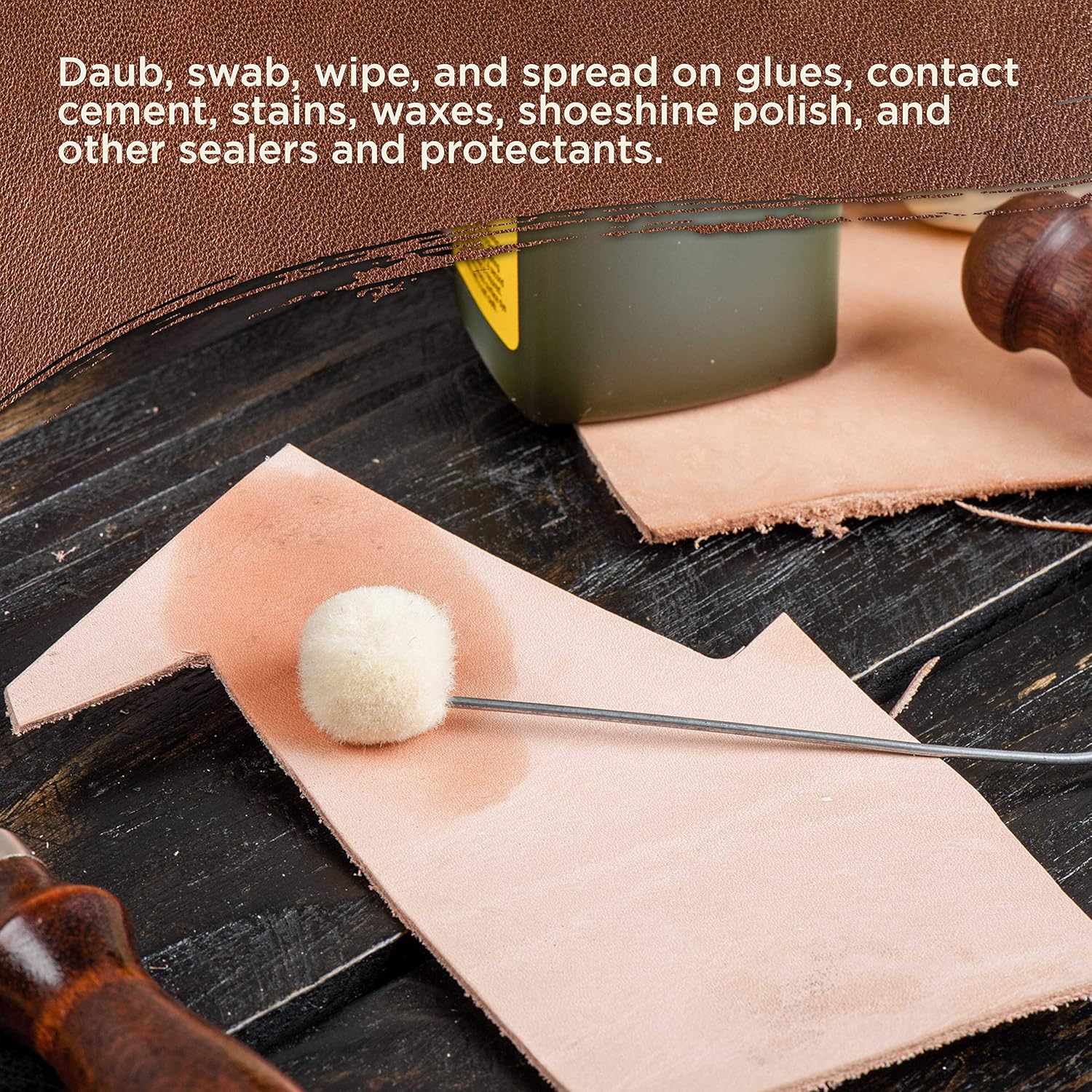 TC Globa Woo Dauber Bal Brus (Pac o 100 Applicato Too fo Leathe Dye Dying Staining Crafting DI Craft Projects Gluing Contac Cement Sho Shin Polis Daub Swab Wipe Spread